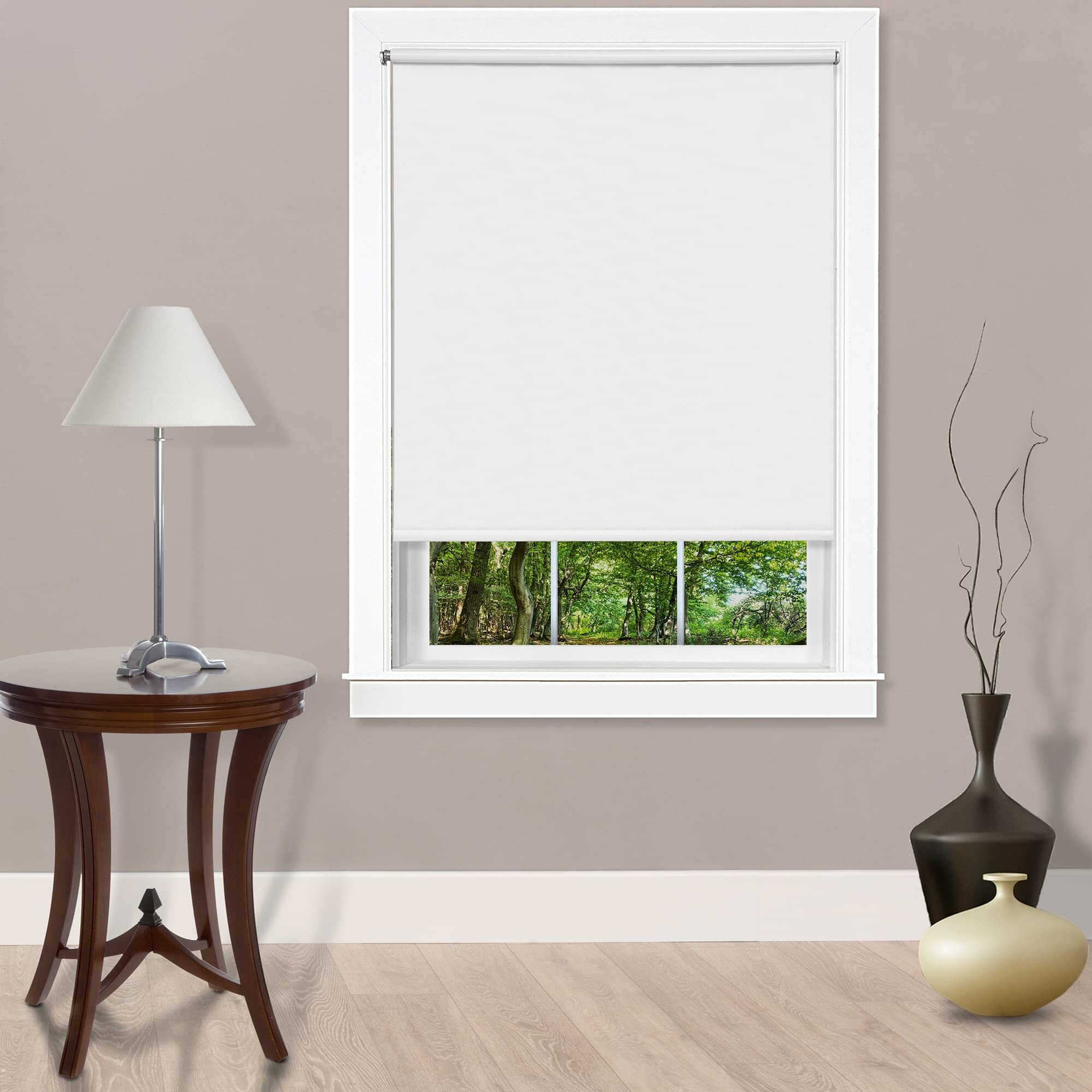 Cordless Tear Down Light Filtering Shade - 37 Inch Width, 72 Inch Length - White- Cord-Free Customizable Room Darkening Horizontal Mini Vinyl Windows Blinds For Interior By Achim Home Decor