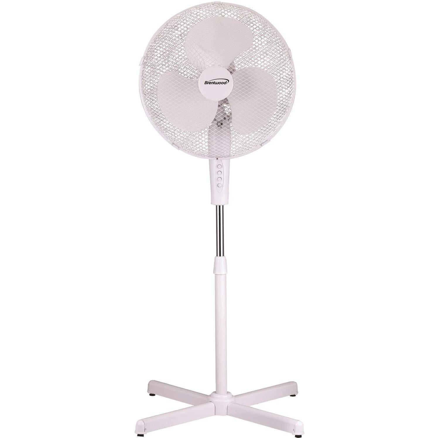Brentwood Kool Zone Oscillating Stand Fan, 3-Speed 16-Inch, White