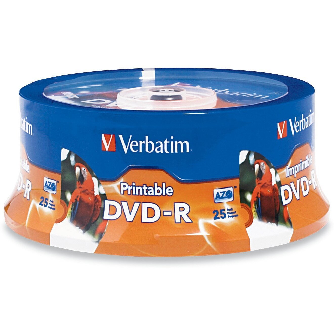 Verbatim Dvd-R 4.7Gb 16X White Inkjet Printable With Branded Hub, 25-Disc,Silver