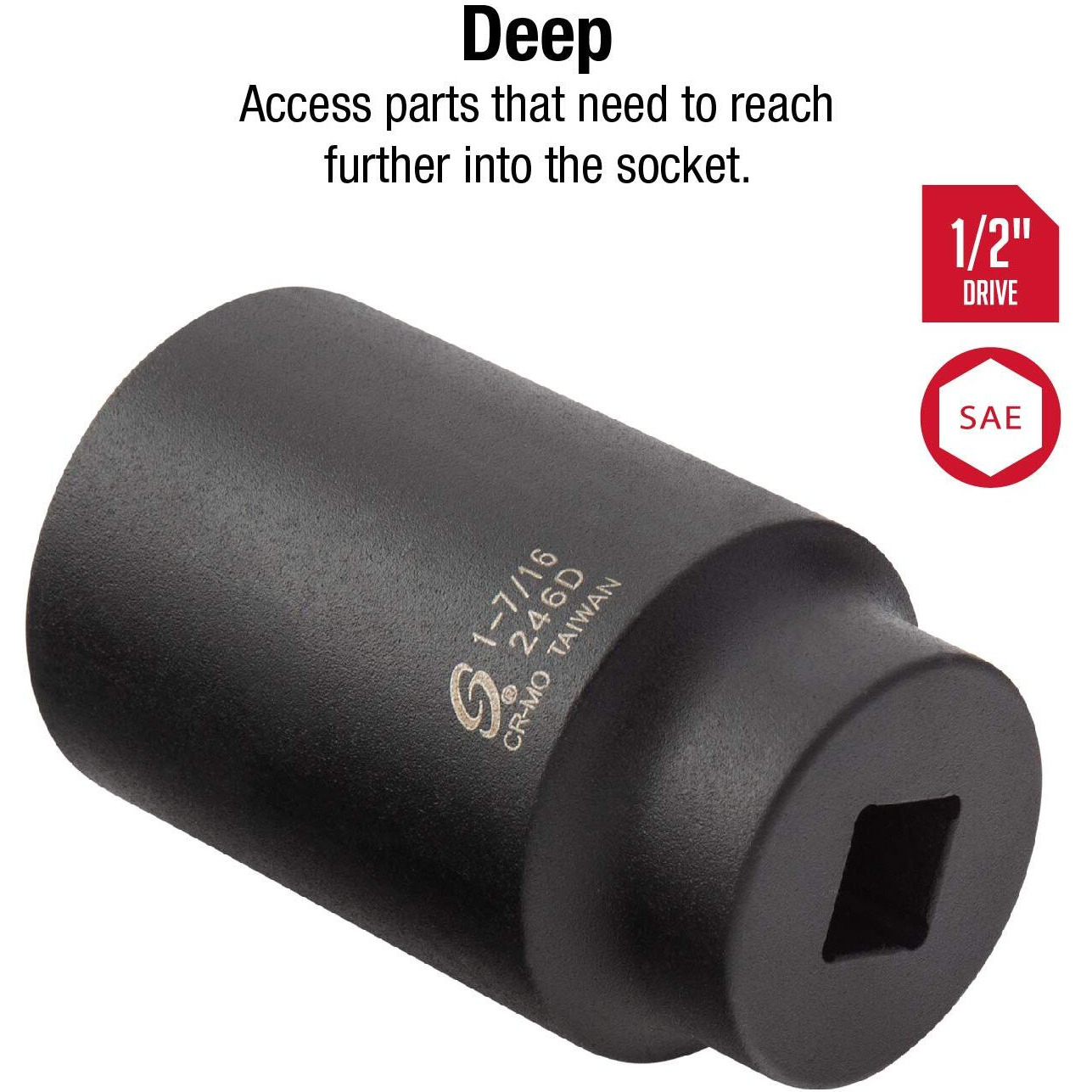Sunex Tools 246D 1/2-Inch Drive 1-7/16-Inch Deep Impact Socket