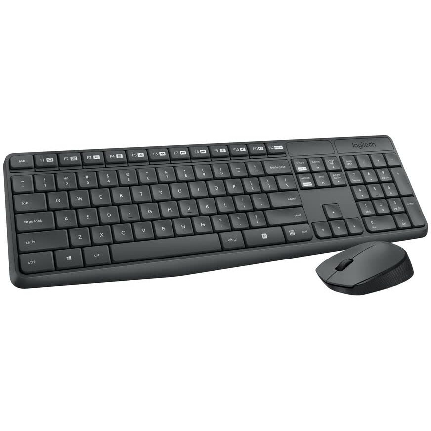 Logitech Mk235 Wireless Keyboard And Mouse Combo For Windows, Usb Receiver, 15 Fn Keys, Long Battery Life, Compatible With Pc, Laptop