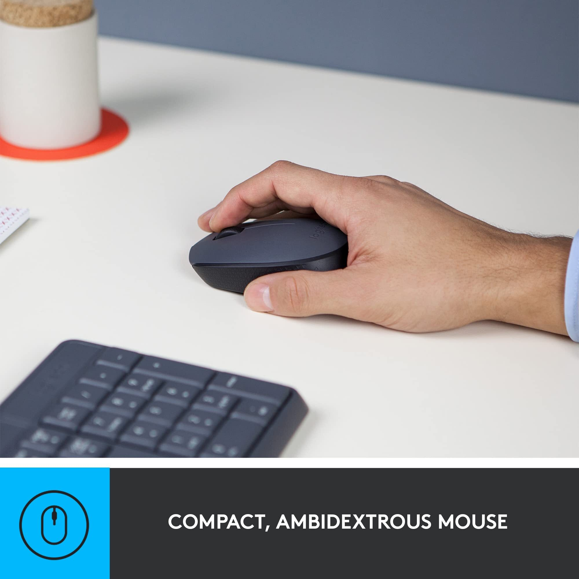 Logitech Mk235 Wireless Keyboard And Mouse Combo For Windows, Usb Receiver, 15 Fn Keys, Long Battery Life, Compatible With Pc, Laptop