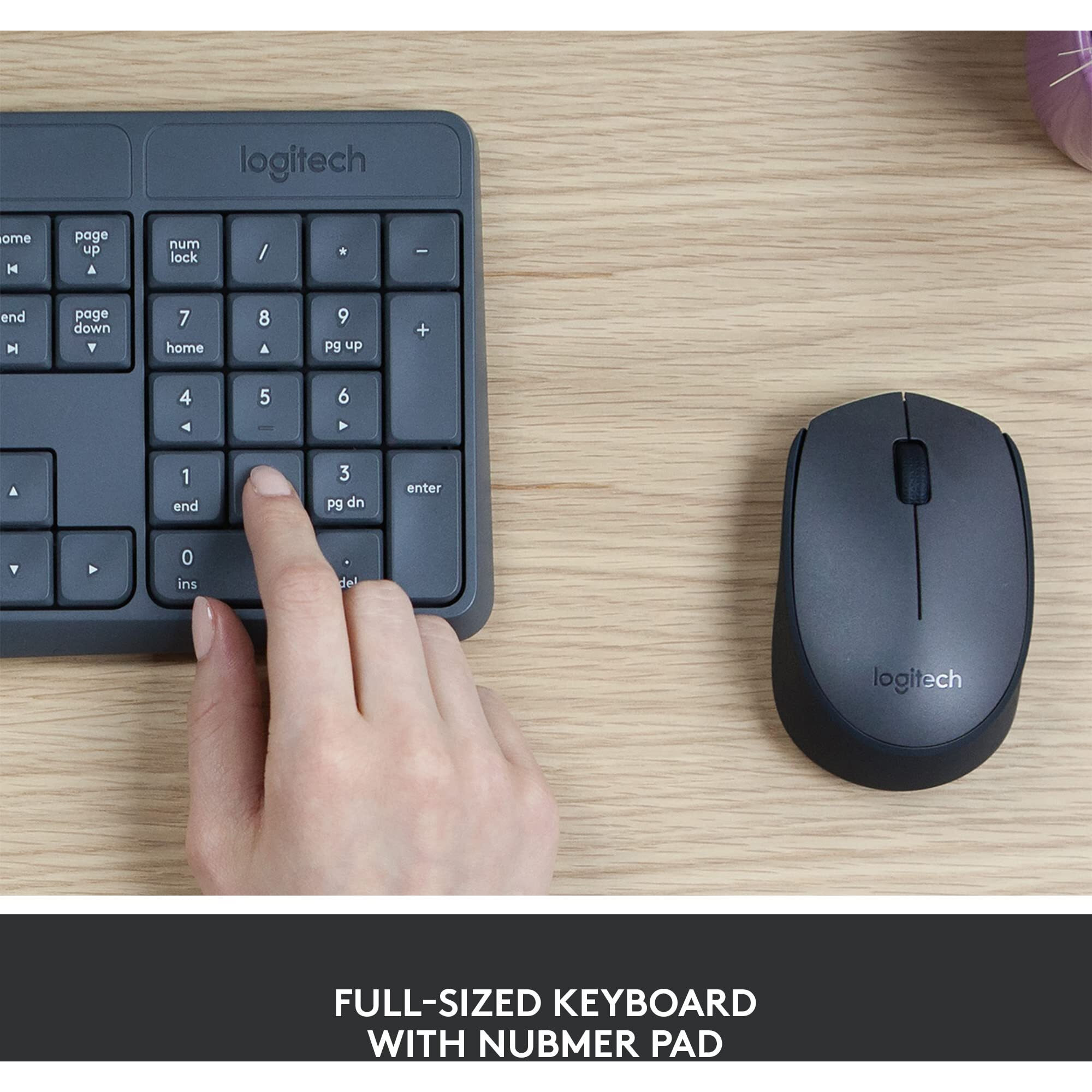 Logitech Mk235 Wireless Keyboard And Mouse Combo For Windows, Usb Receiver, 15 Fn Keys, Long Battery Life, Compatible With Pc, Laptop