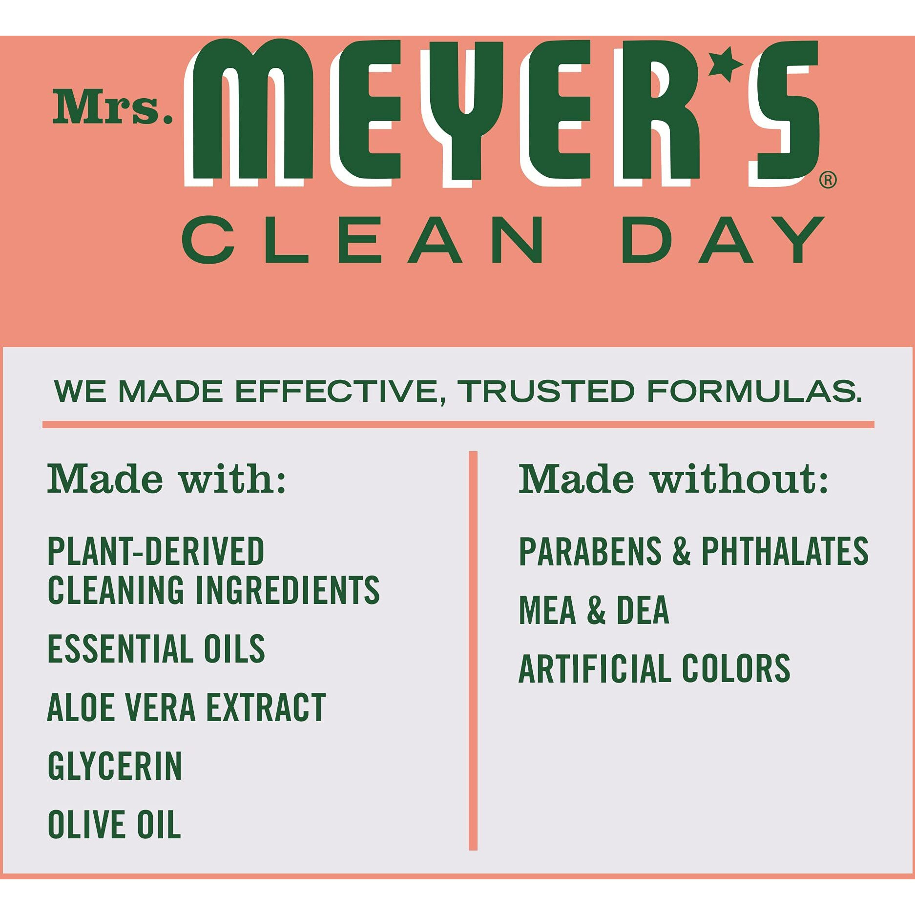 Mrs. Meyer's Hand Soap Refill, Made With Essential Oils, Biodegradable Formula, Geranium, 33 Fl. Oz