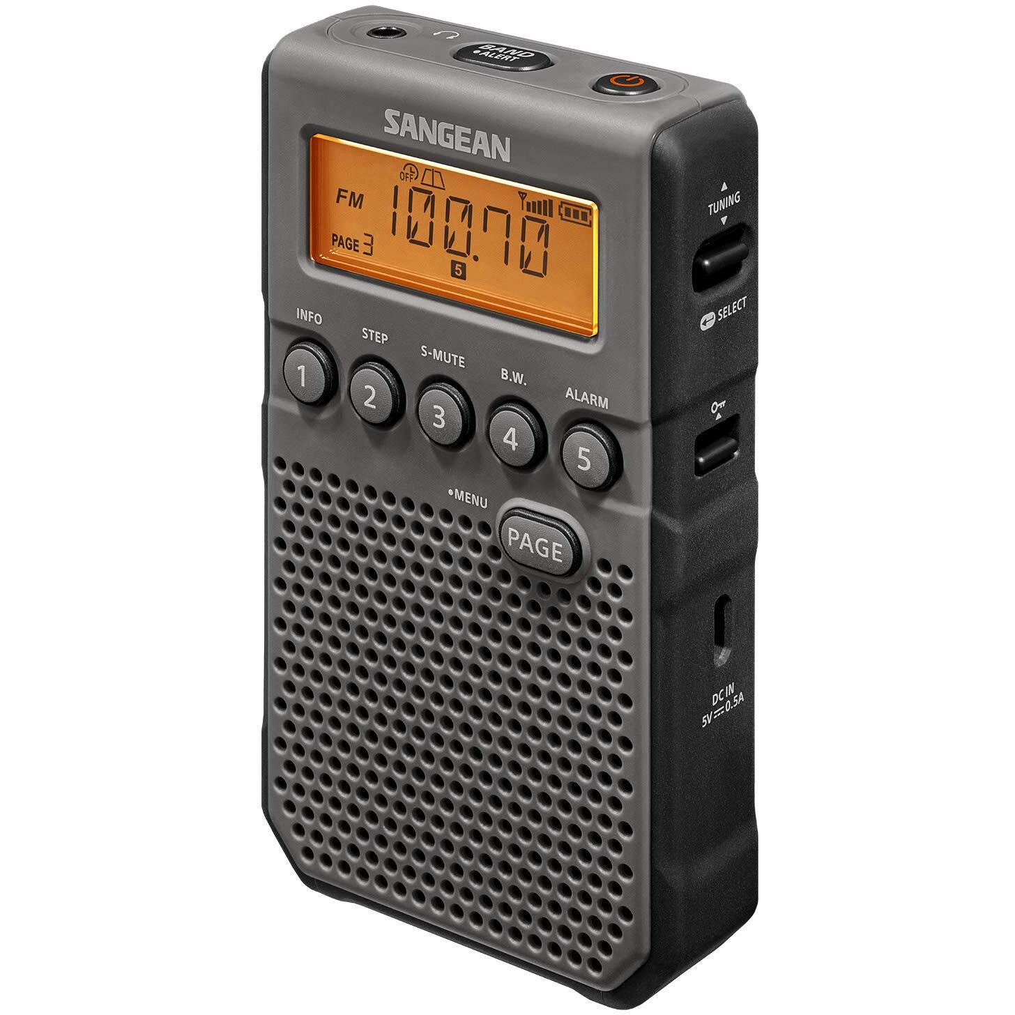 Sangean Dt-800Bk Am/Fm/Noaa Weather Alert Pocket Radio, Black