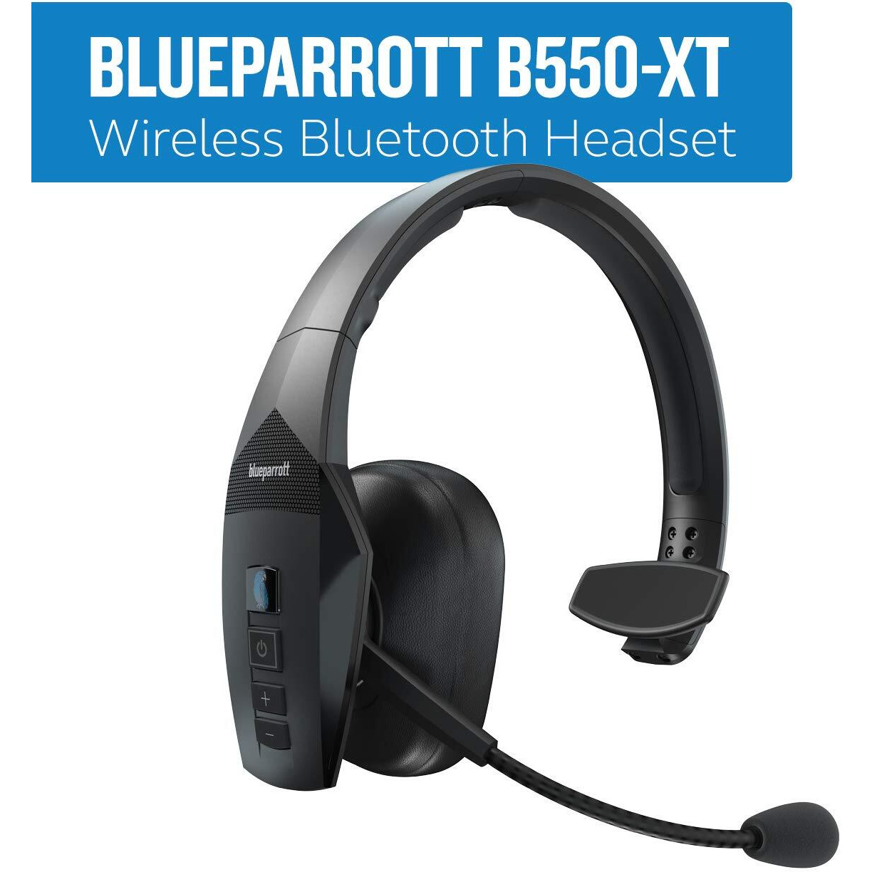 Blueparrott B550-Xt Voice-Controlled Trucker Bluetooth Headset - Industry Leading Sound With Long Wireless Range, Comfort For All-Day Wear - Ideal For Anyone On-The-Go, Up To 24Hrs Of Talk Time, Black