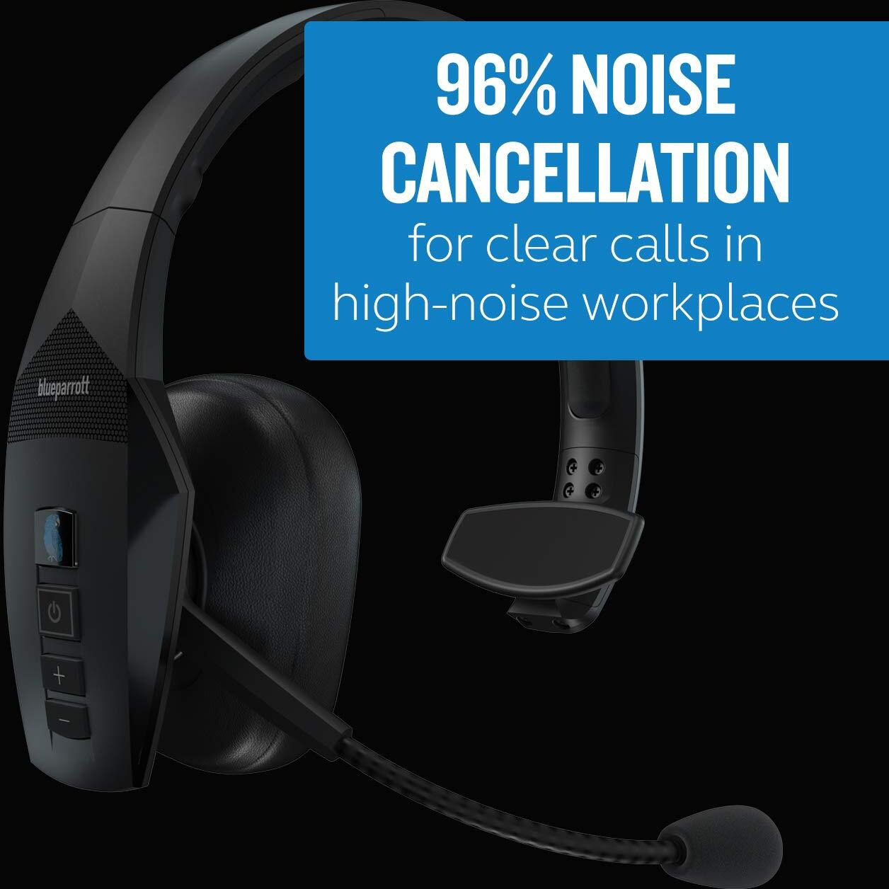 Blueparrott B550-Xt Voice-Controlled Trucker Bluetooth Headset - Industry Leading Sound With Long Wireless Range, Comfort For All-Day Wear - Ideal For Anyone On-The-Go, Up To 24Hrs Of Talk Time, Black