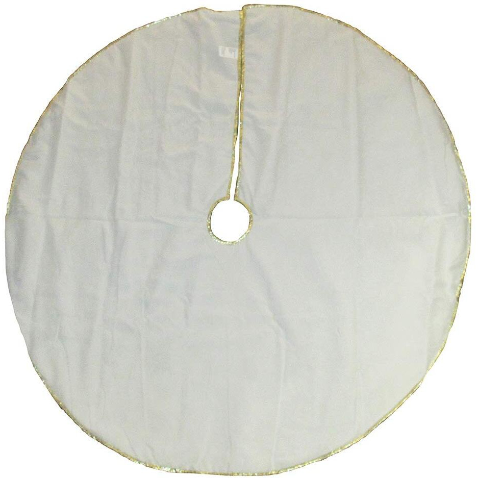 Kurt Adler 48"" Gold Tree And Reindeer Applique Treeskirt, Polyester