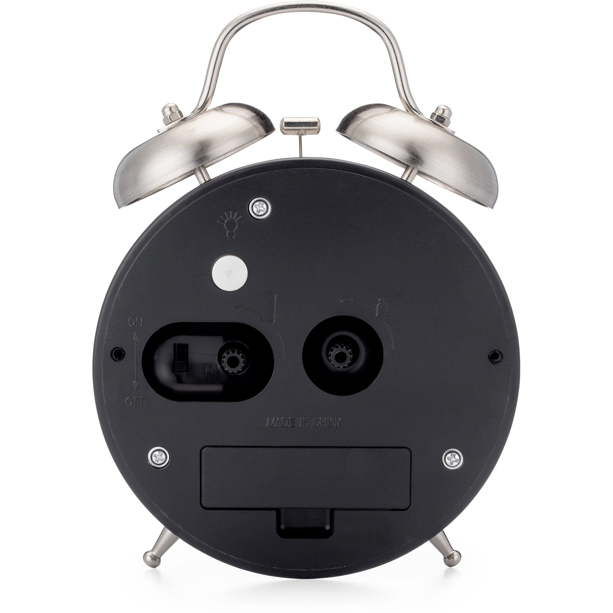 Westclox -Big Ben Twin Bell Alarm Clock | Loud Alarm Clock For Heavy Sleepers | Battery Operated Metal Clock With Backlight For Bedside Table, Bedroom, Kids Room, Desk (Silver, 4"")