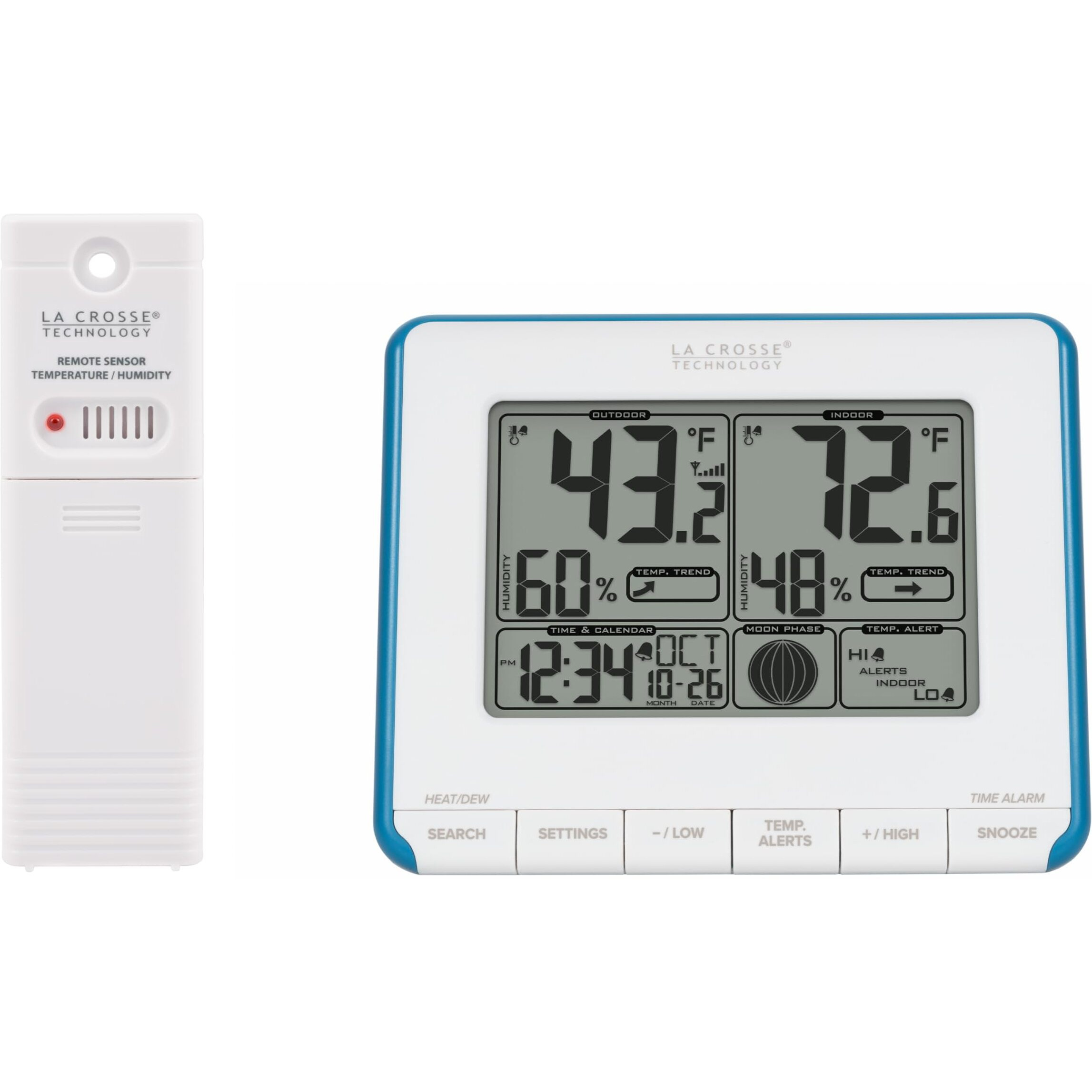 La Crosse Technology 308-1711Bl Wireless Weather Station With Heat Index And Dew Point,Teal Blue/White