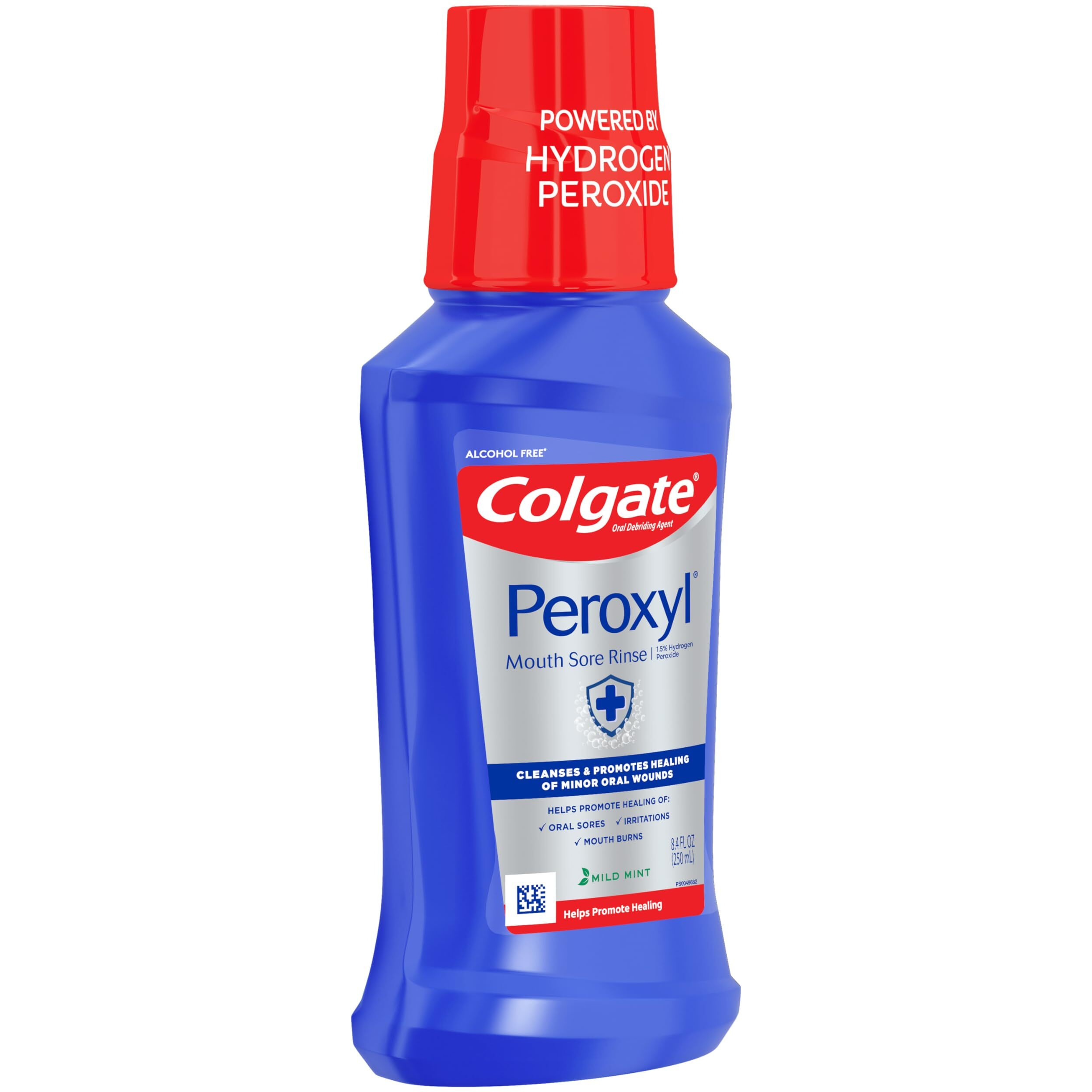 Colgate Peroxyl Antiseptic Mouth Sore Rinse, Alcohol Free, 1.5% Hydrogen Peroxide, Mild Mint, 8.4 Fl Oz (Pack Of 1)