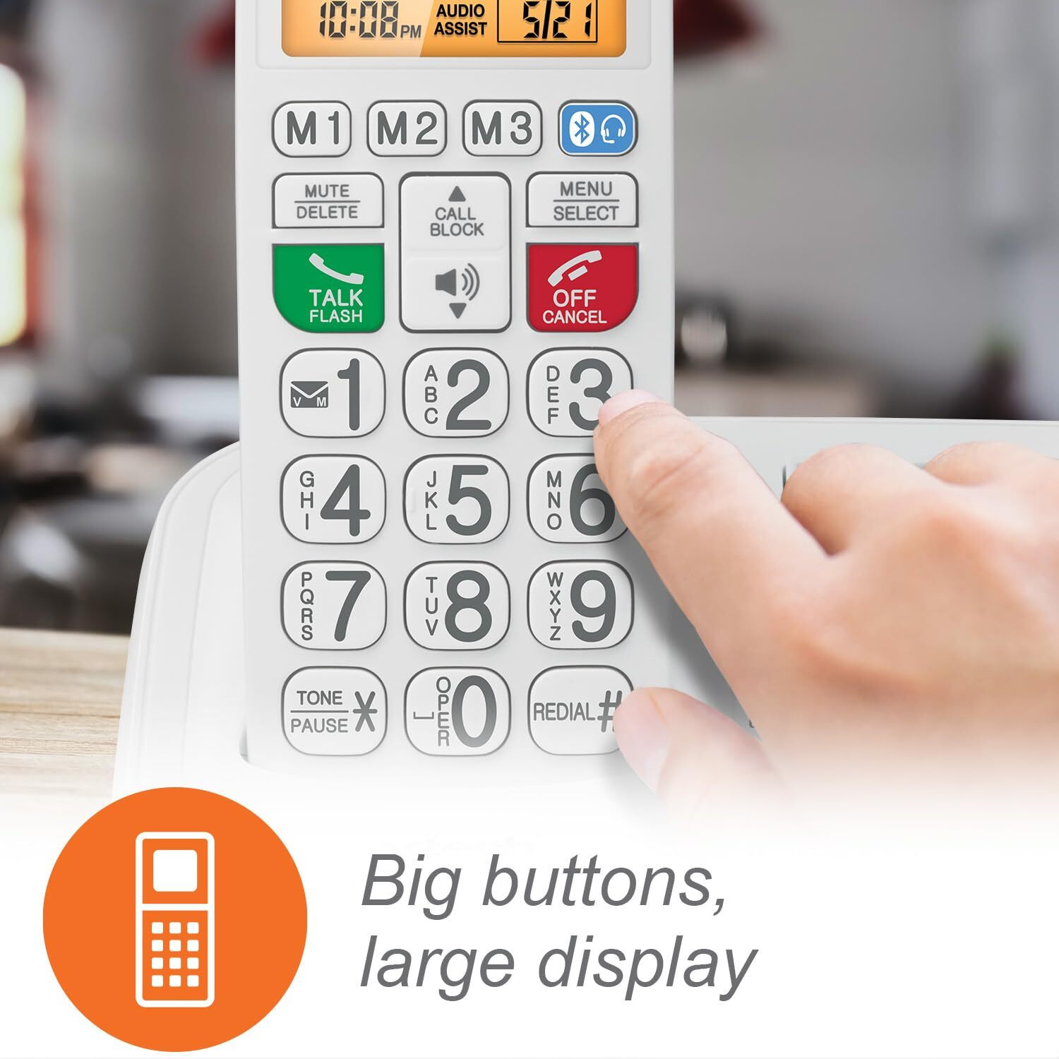 Vtech Amplified Cordless Senior Phone With Answering Machine, Call Blocking, 90Db Ringer, Audio Assist, Big Buttons