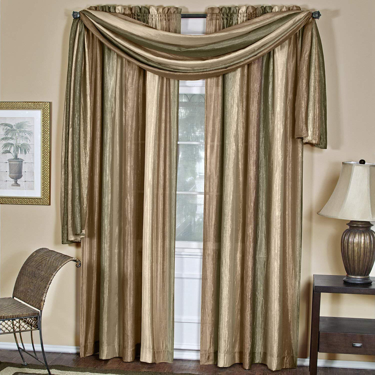 Sheer Window Scarf Valance - 50 Inch Width X 144 Inch Length (Earth) - Light Filtering Polyester Curtain Scarf - Lightweight Drapes For Living Room, Bedroom & Dining Room By Achim Home Decor