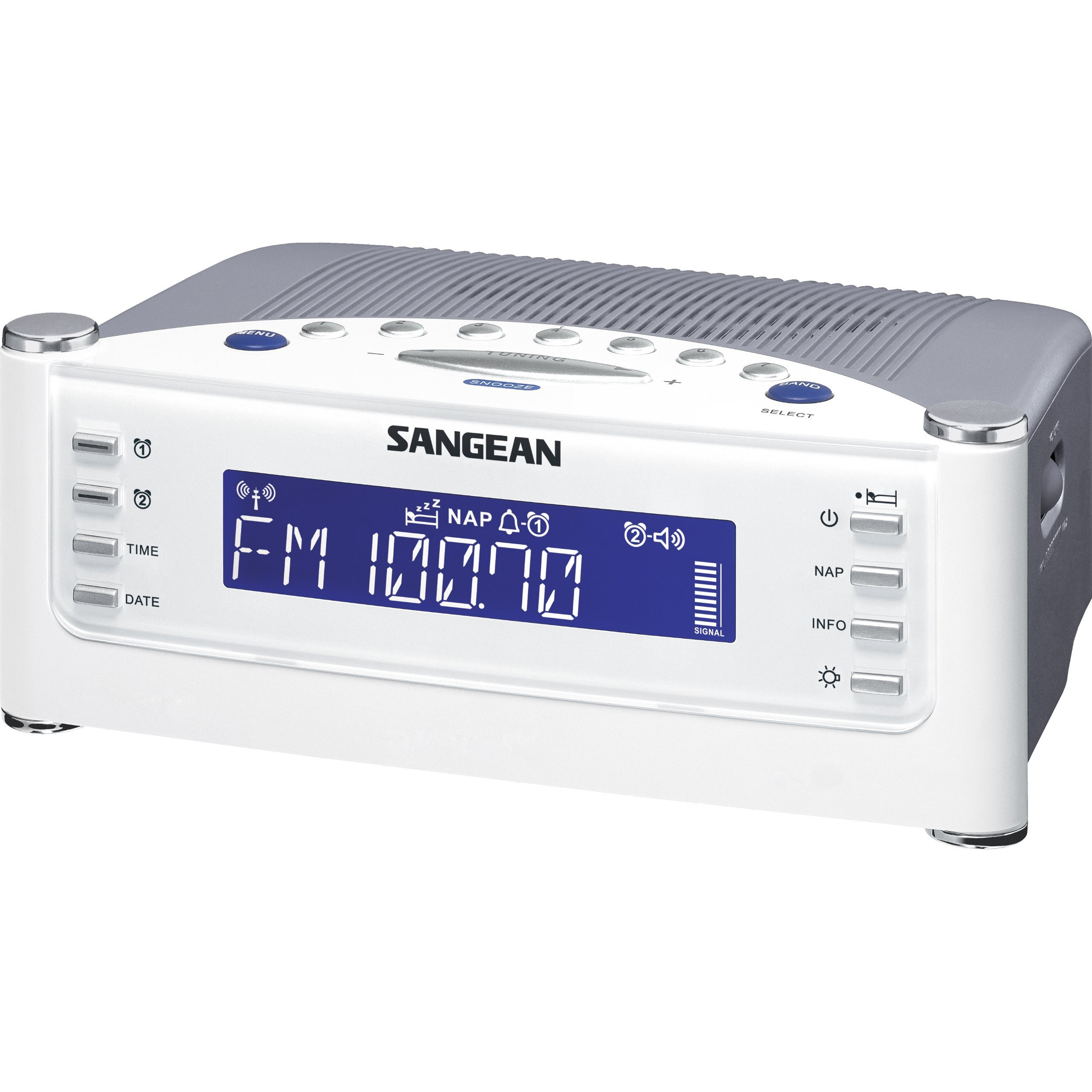 Sangean Rcr-22 Atomic Clock With Fm-Rds / Am / Aux-In Digital Tuning Clock Radio, Silver, One Size
