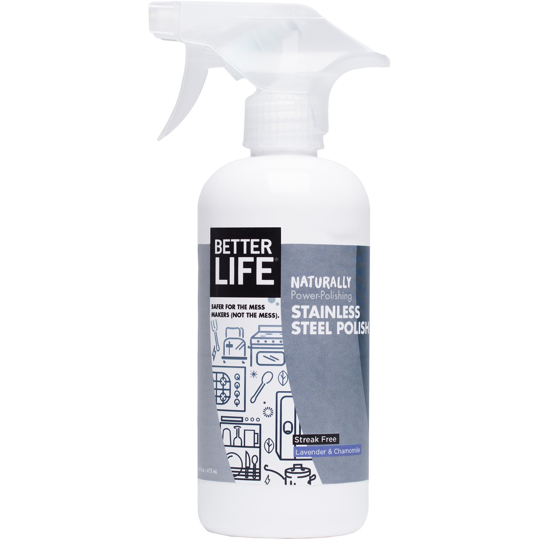Better Life Natural Streak Free Stainless Steel Polish, Lavender And Chamomile, 16 Ounces, 24185