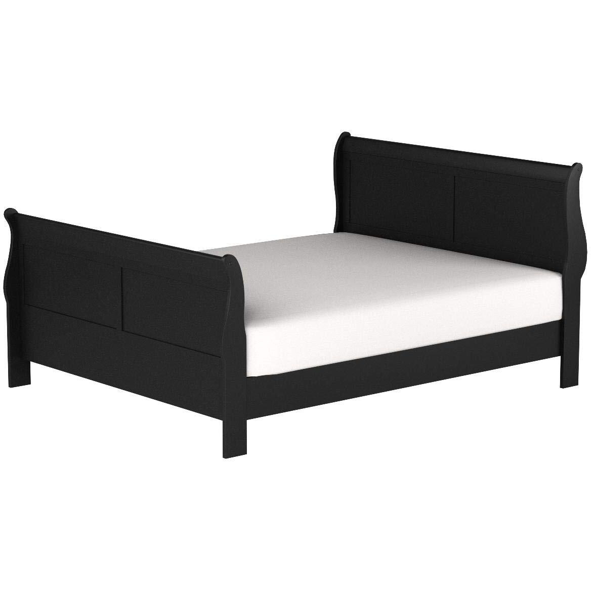 Coaster Furniture Louis Philippe Transitional Wood Queen Size Sleigh Panel Bed Black 203961Q