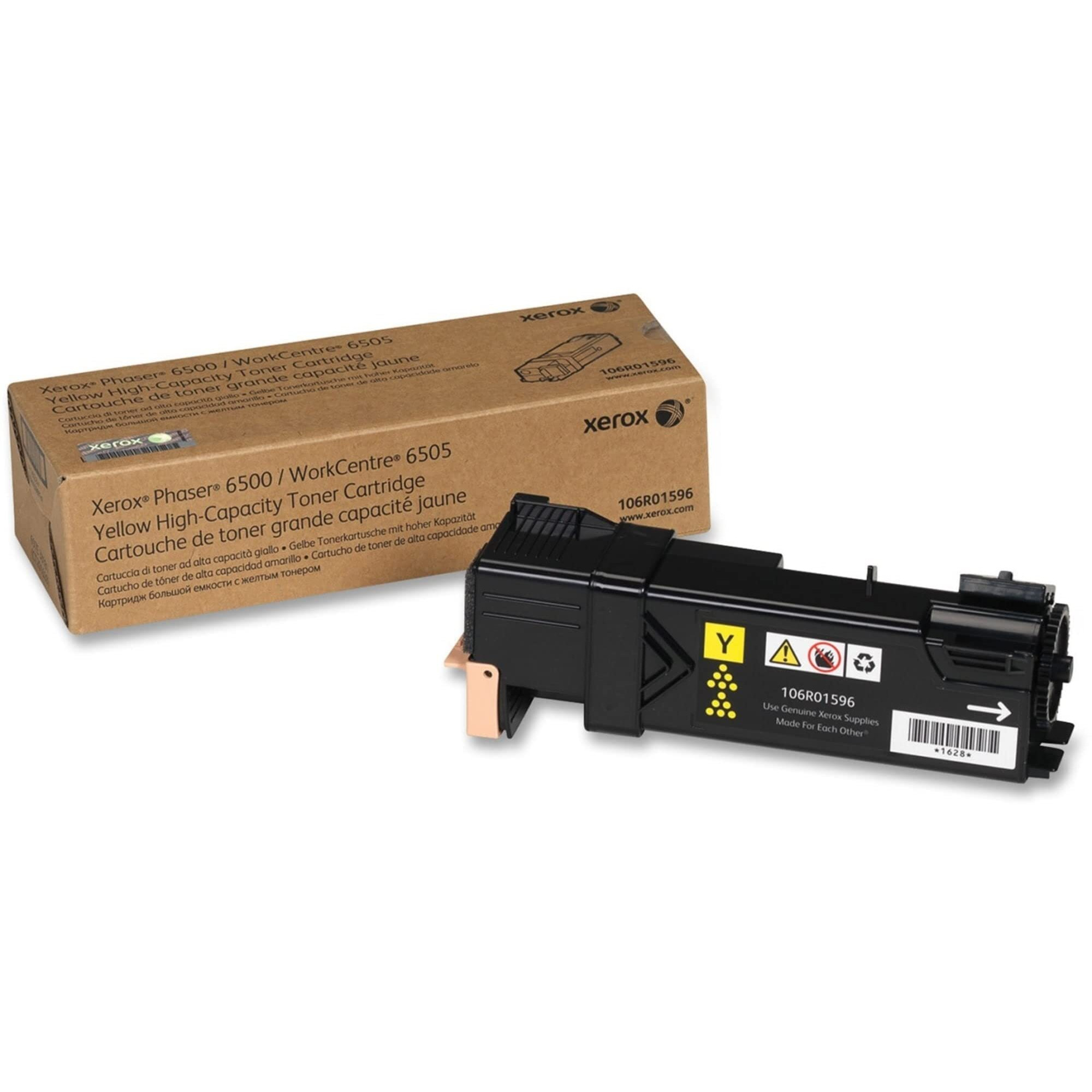 Xerox 106R01596 Yellow High Capacity Toner Cartridge For Phaser 6500/Wc 6505