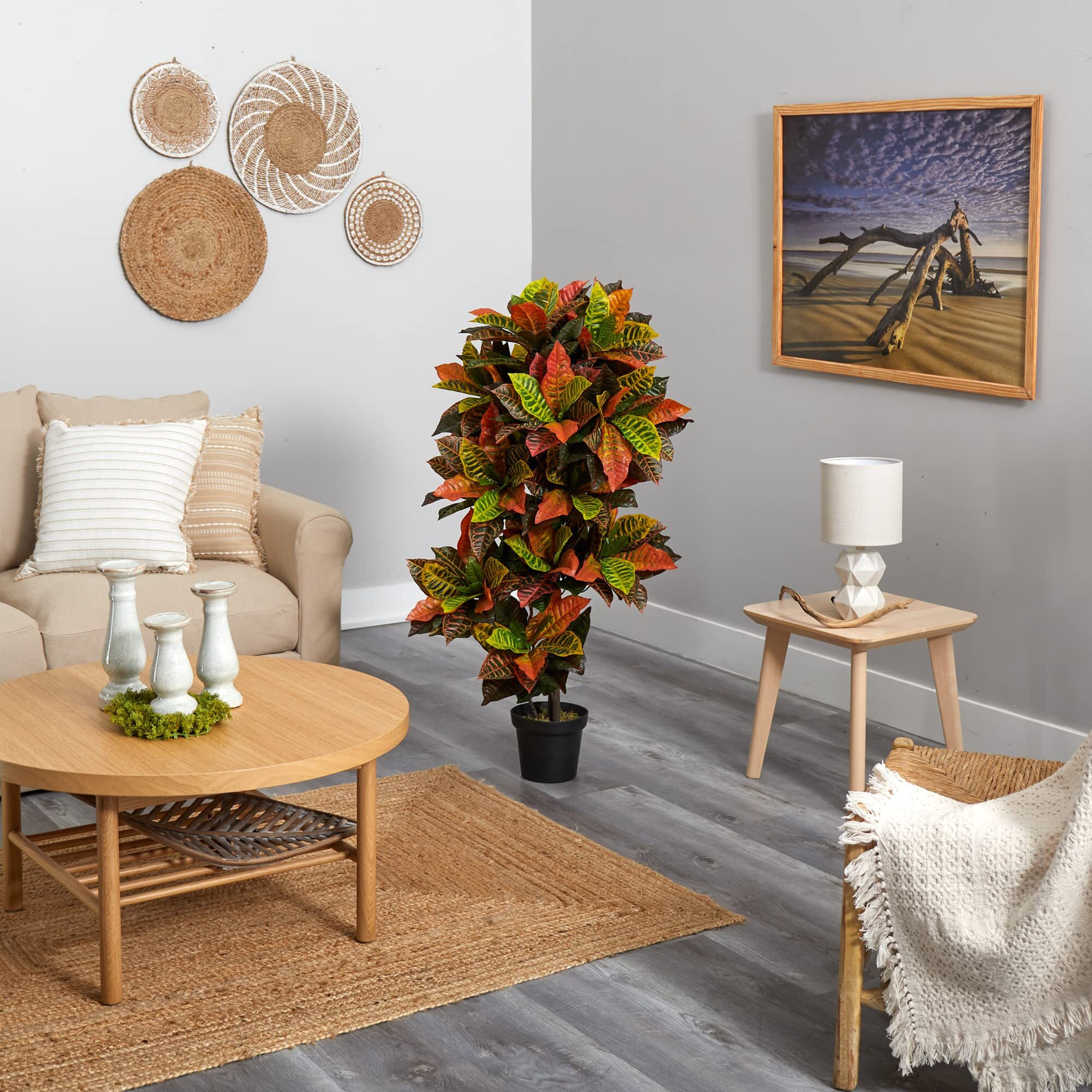 Nearly Natural 56In. Croton Plant (Real Touch)