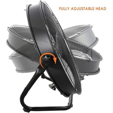 Vie Air 20"" Industrial Floor Drum Fan With 3 Speed 360 Degree Tilt Head