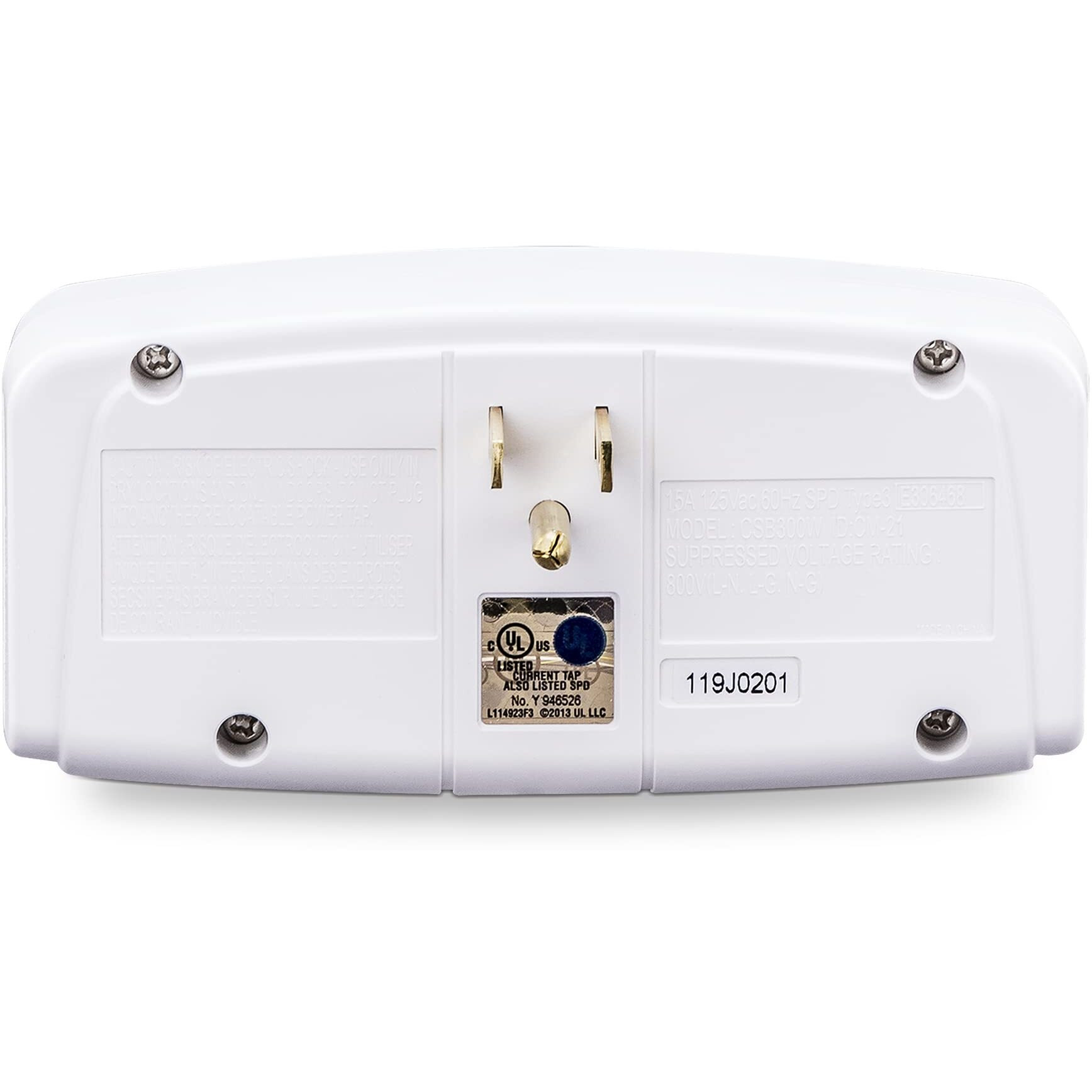 Cyberpower Csb300W Essential Surge Protector, 900J/125V, 3 Outlets, Wall Tap
