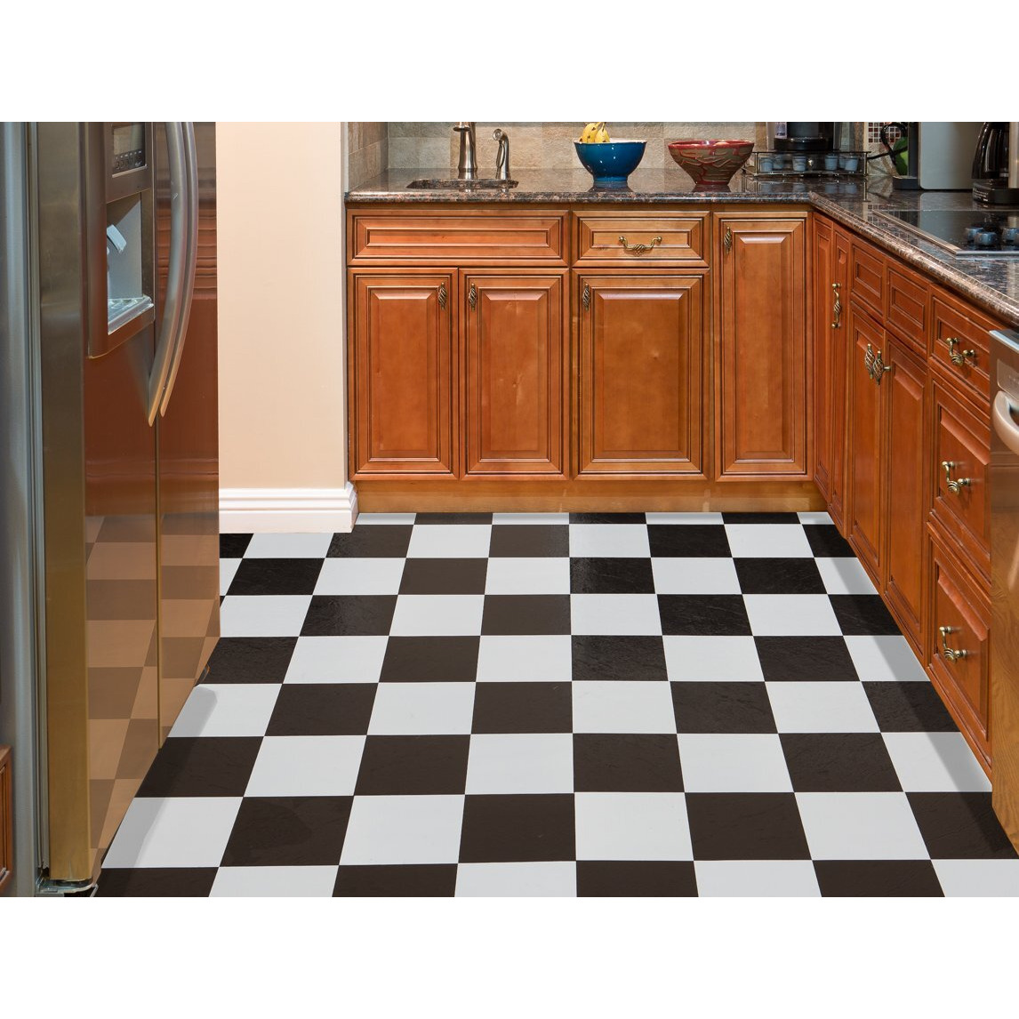 Tivoli Self Adhesive Vinyl Floor Tiles, 45 Tiles - 12"" X 12"", Black & White - Peel & Stick, Diy Flooring For Kitchen, Dining Room, Bedrooms, Basements & Bathrooms By Achim Home Decor