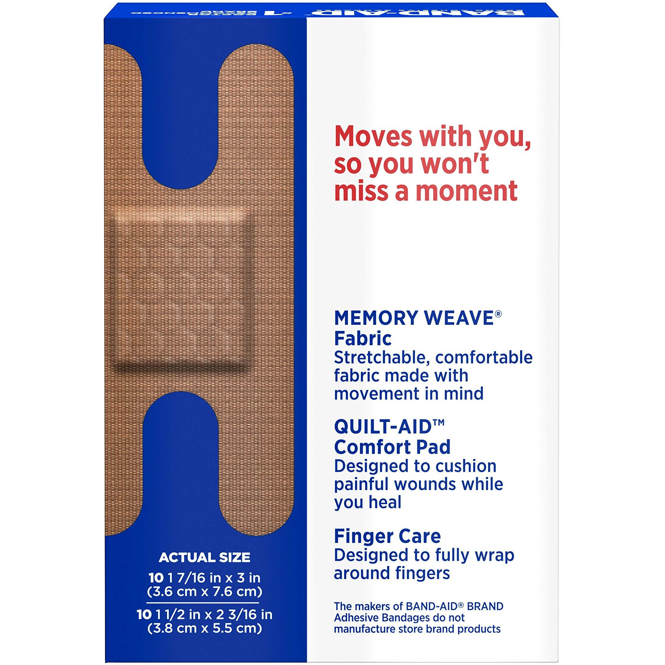 Band-Aid Brand Flexible Fabric Bandages Knuckle & Fingertip, 20 Count (Pack Of 2)