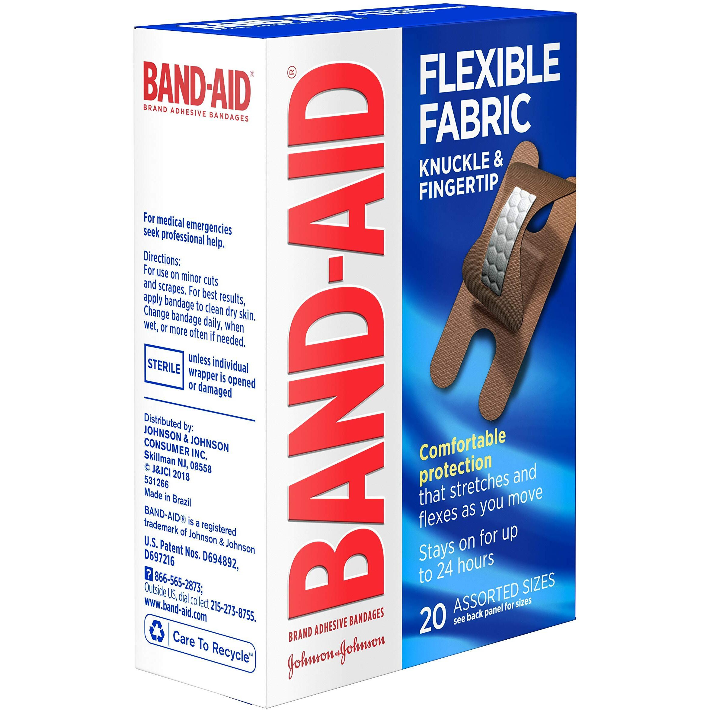 Band-Aid Brand Flexible Fabric Bandages Knuckle & Fingertip, 20 Count (Pack Of 2)