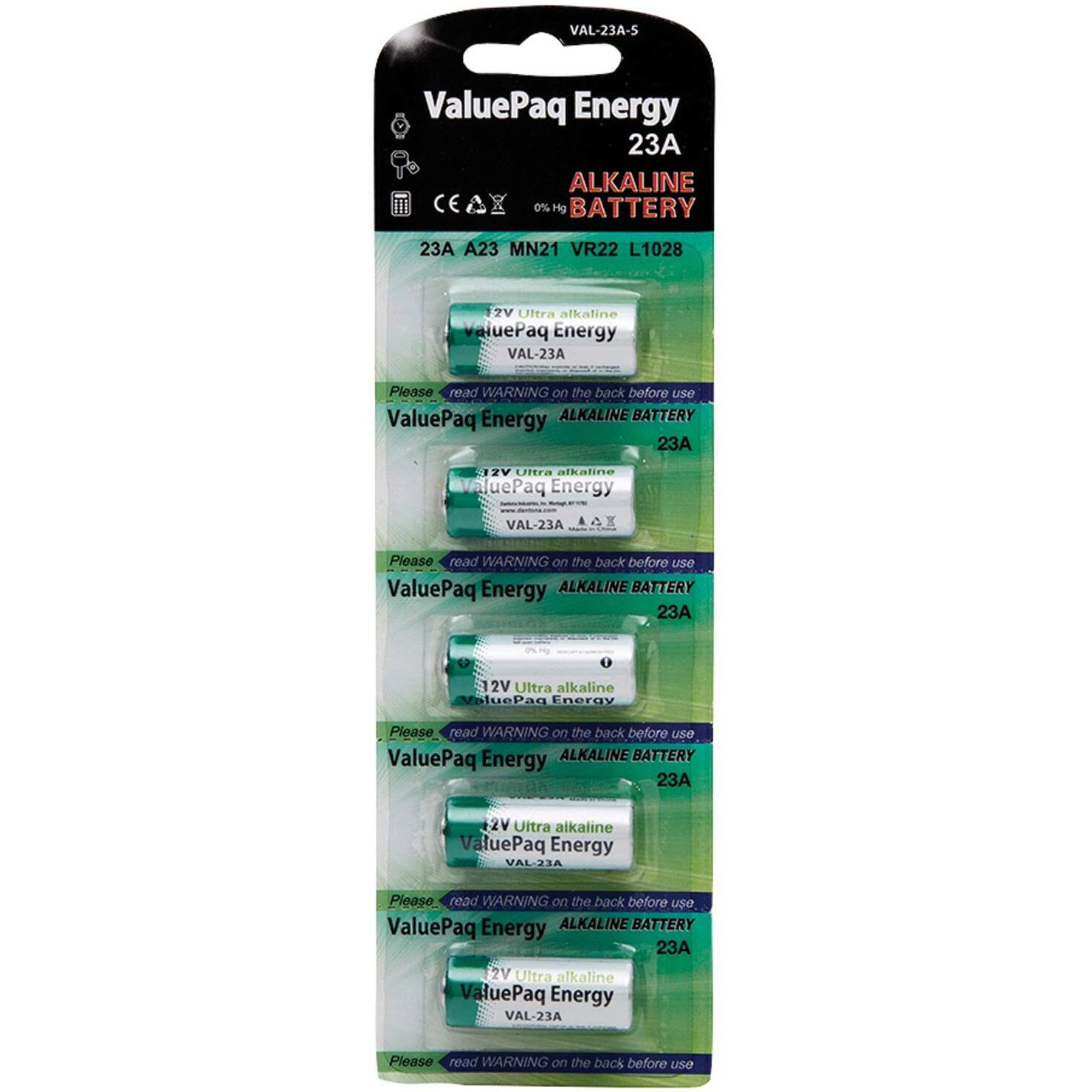 Dantona Val-23A-5 Valuepaq Energy 23A Alkaline Cylindrical Batteries, 5 Pk
