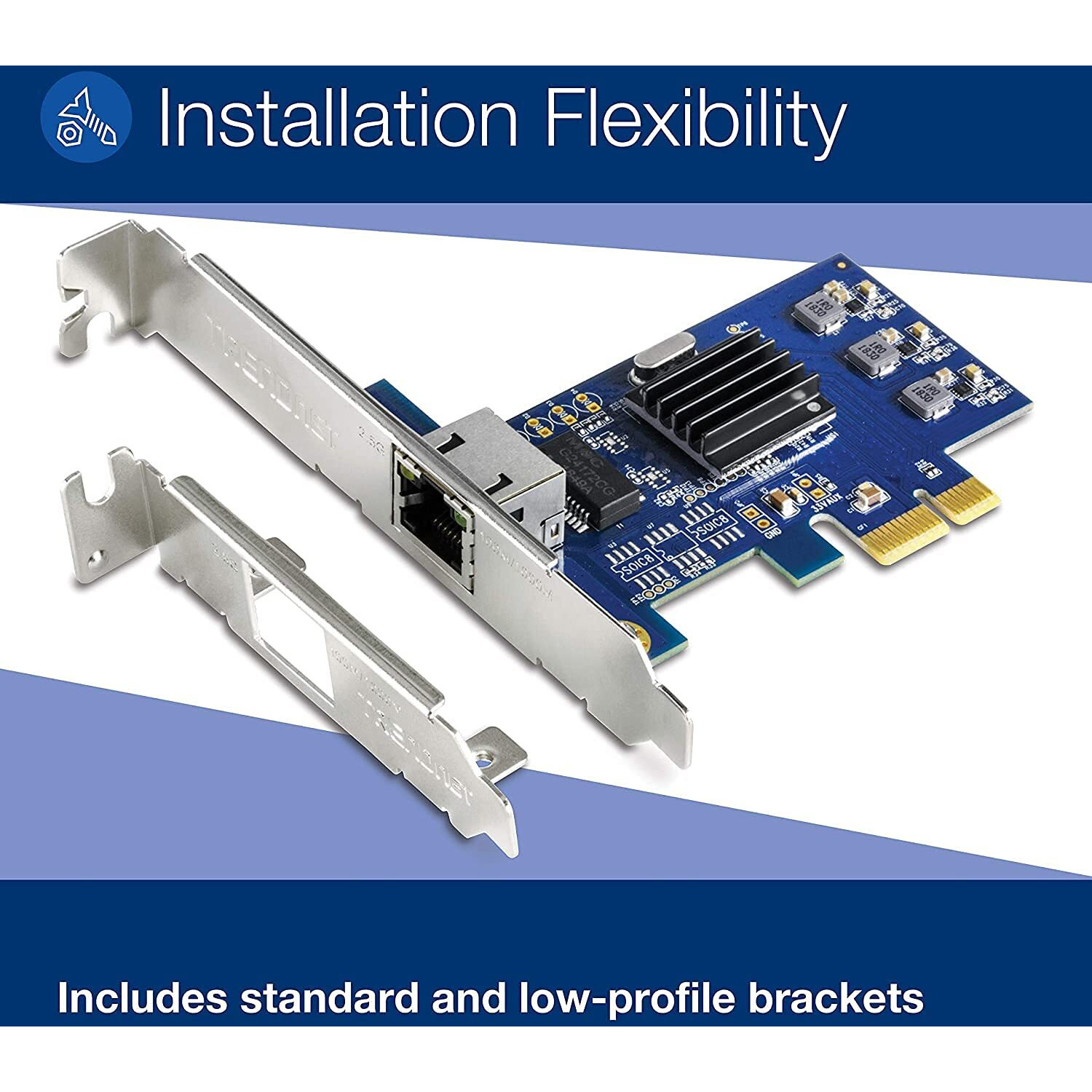 Trendnet 2.5Gbase-T Pcie Network Adapter, Teg-25Gectx, Converts A Pcie 2.0 Or Later Slot Into A 2.5G Ethernet Port, 802.1Q Vlan Tagging, Standard & Low-Profile Brackets Included, Windows Support