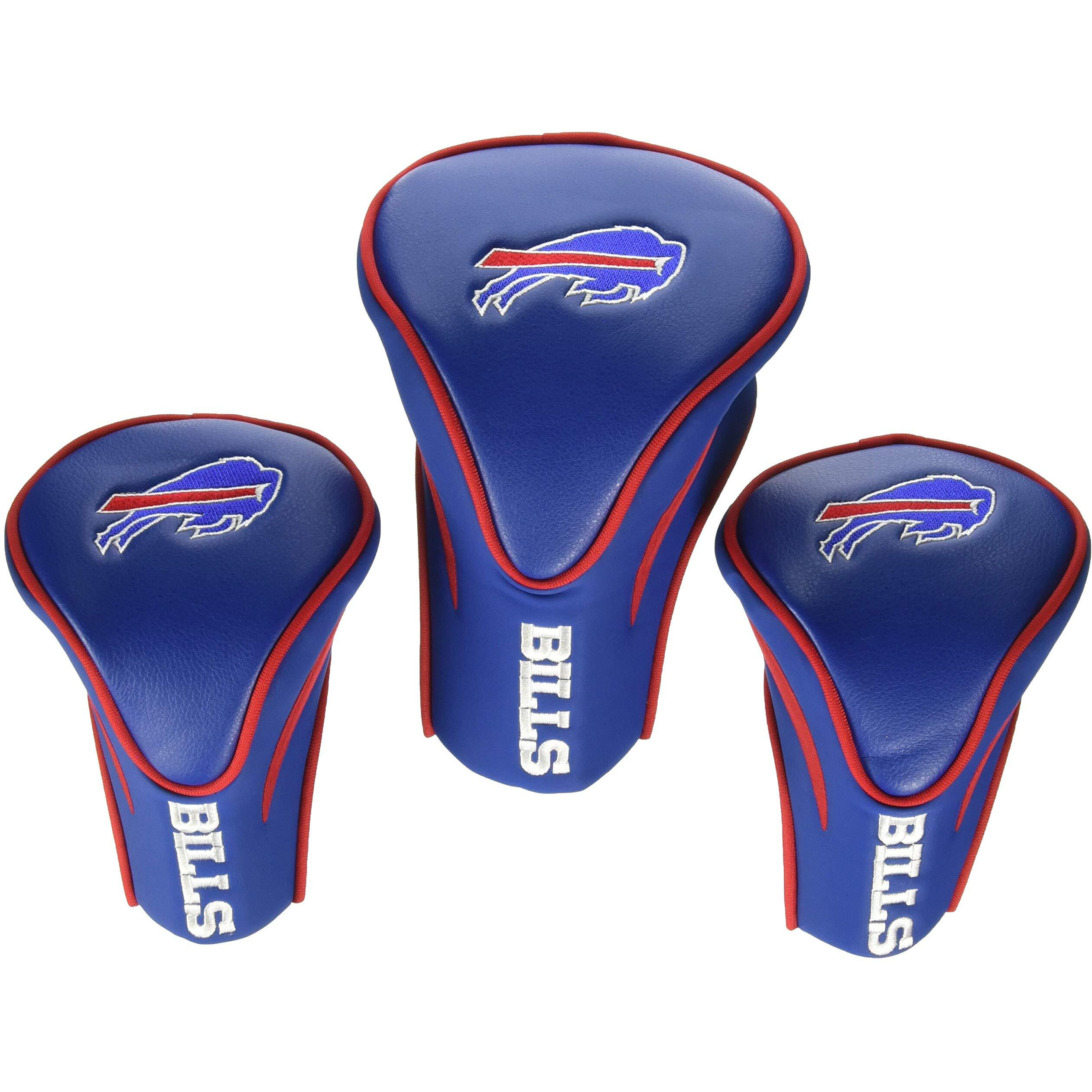 Team Golf Nfl Buffalo Bills Contour Golf Club Headcovers (3 Count) Numbered 1, 3, & X, Fits Oversized Drivers, Utility, Rescue & Fairway Clubs, Velour Lined For Extra Club Protection