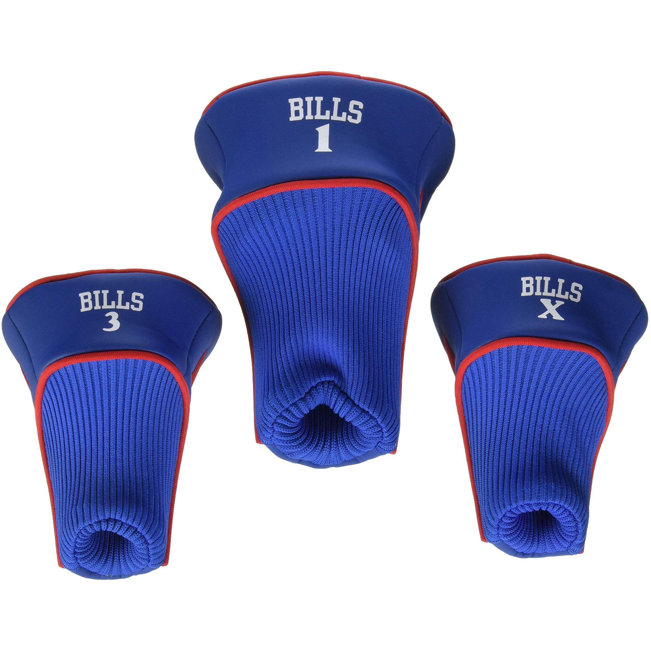 Team Golf Nfl Buffalo Bills Contour Golf Club Headcovers (3 Count) Numbered 1, 3, & X, Fits Oversized Drivers, Utility, Rescue & Fairway Clubs, Velour Lined For Extra Club Protection