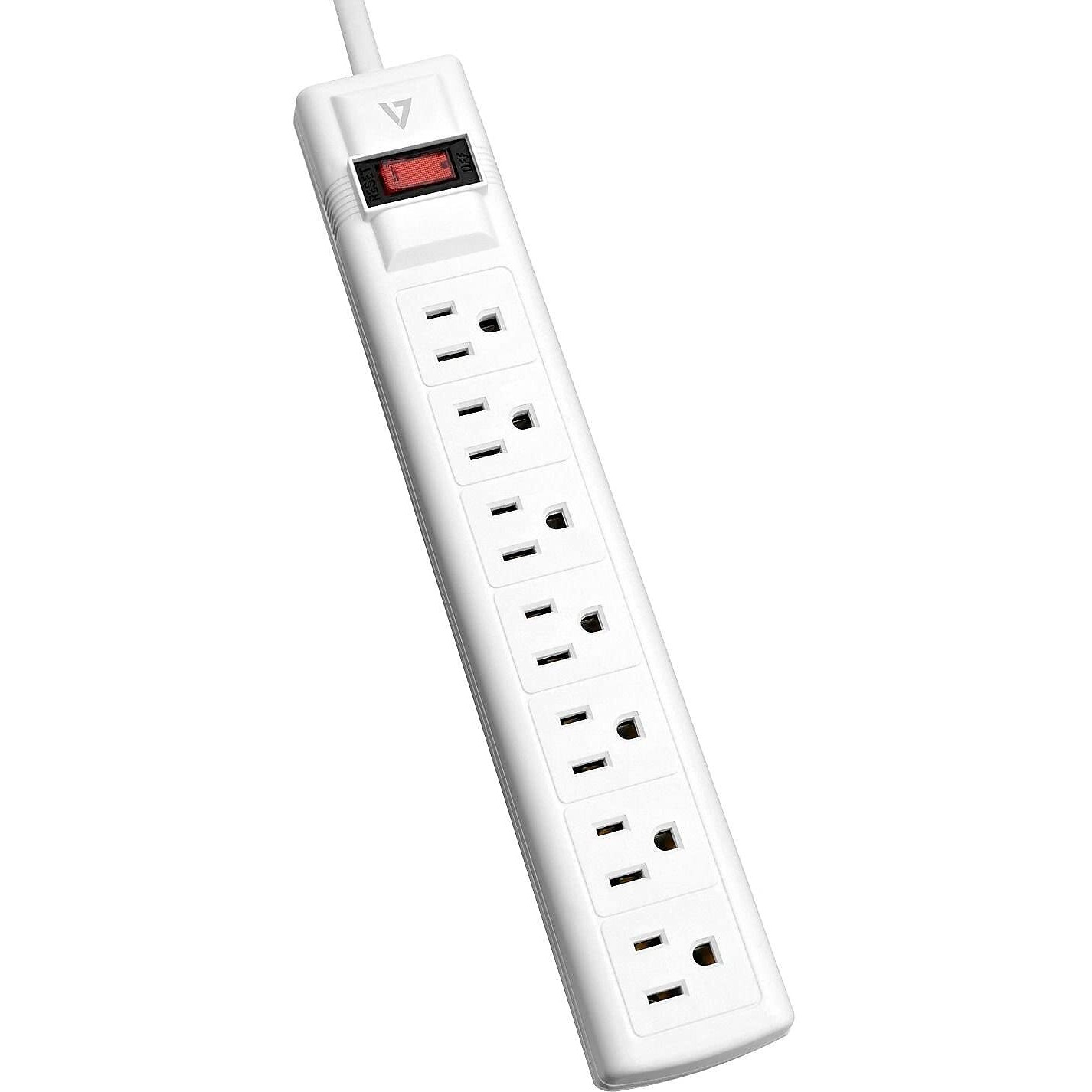 V7 Sa0712W-9N6 7-Outlet Home/Office Surge Protector, 12 Ft Cord, 1050 Joules - White