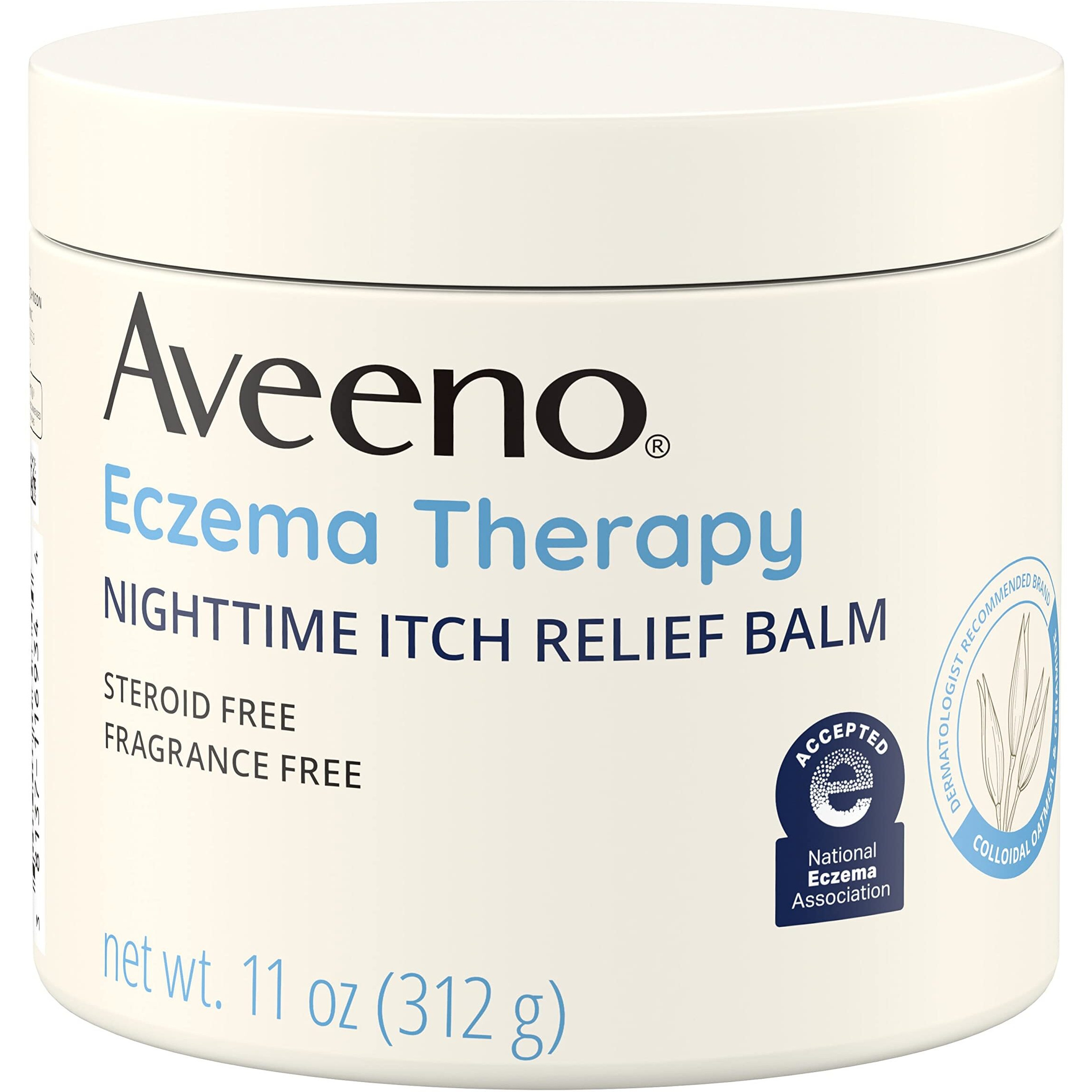 Aveeno Eczema Therapy Nighttime Itch Relief Balm With Colloidal Oatmeal And Ceramide For Dry Itchy Skin, Fragrance-Free Anti Itch Eczema Cream, 11 Fl Oz