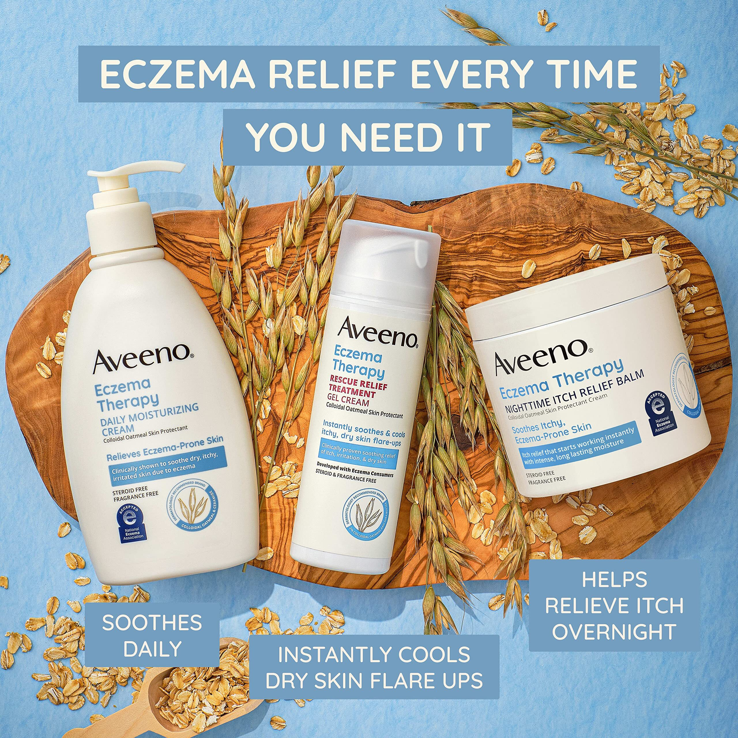 Aveeno Eczema Therapy Nighttime Itch Relief Balm With Colloidal Oatmeal And Ceramide For Dry Itchy Skin, Fragrance-Free Anti Itch Eczema Cream, 11 Fl Oz
