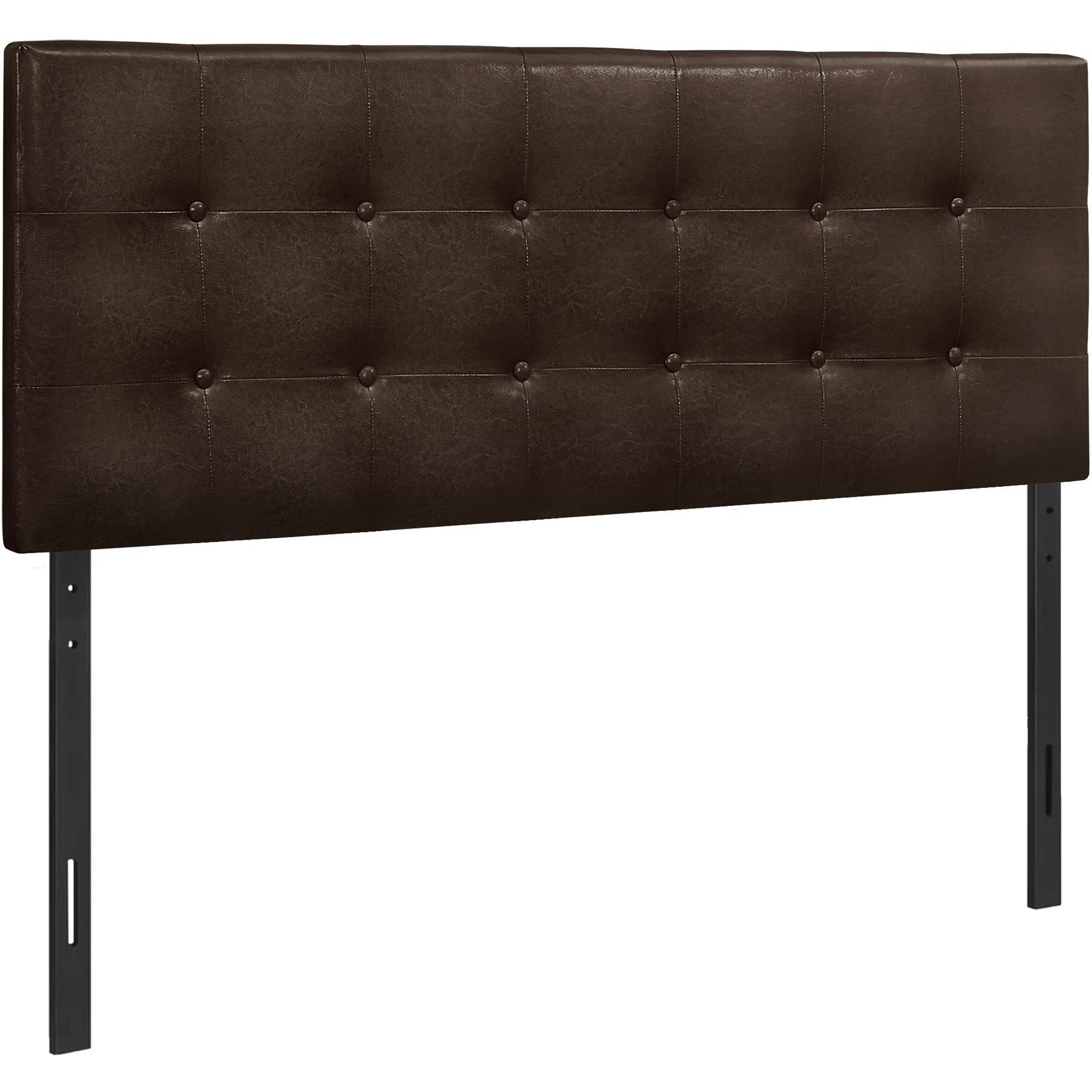 Monarch Specialties I 6000F Bed, Headboard Only, Full Size, Bedroom, Upholstered, Pu Leather Look, Brown, Transitional