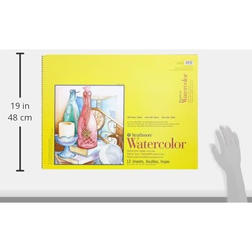 Strathmore 300 Series Watercolor Paper Pad, Top Wire Bound, 18X24 Inches, 12 Sheets (140Lb/300G) - Artist Paper For Adults And Students - Watercolors, Mixed Media, Markers And Art Journaling
