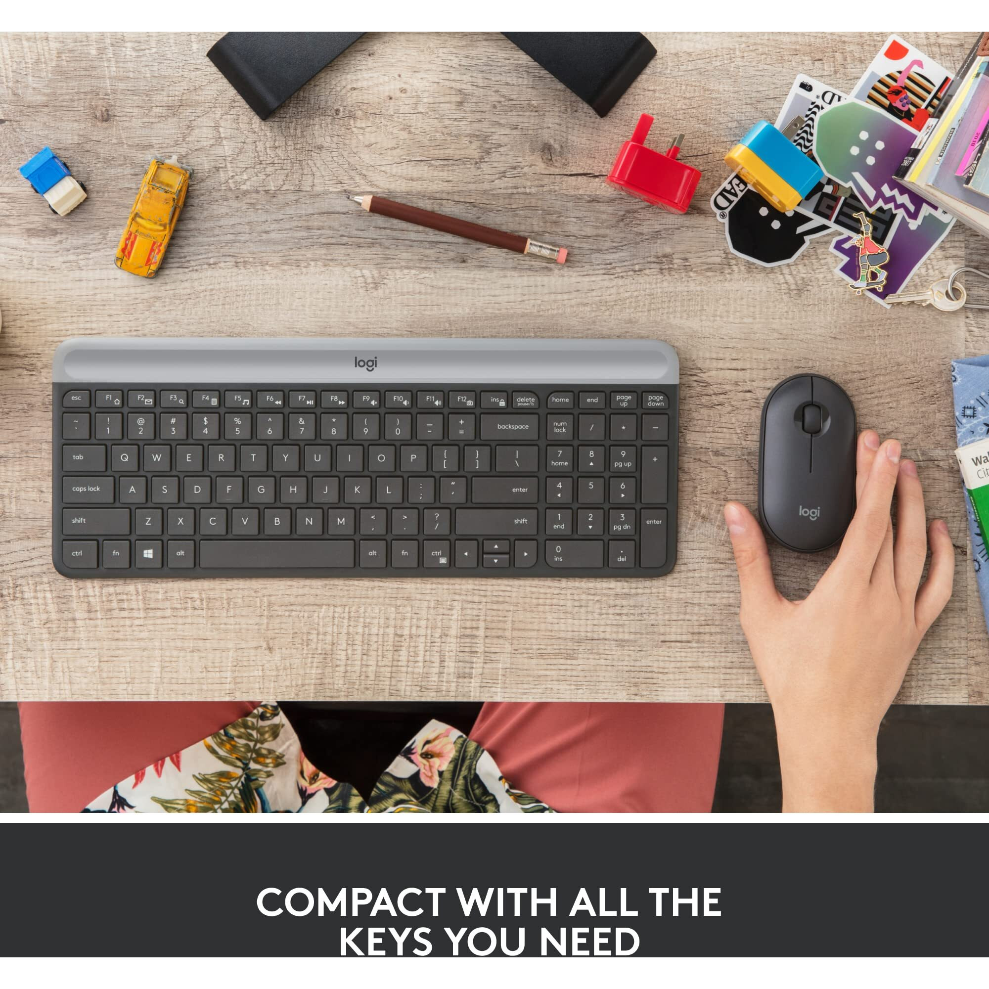 Logitech Mk470 Slim Wireless Keyboard And Mouse Combo - Modern Compact Layout, Ultra Quiet, 2.4 Ghz Usb Receiver, Plug N' Play Connectivity, Compatible With Windows - Graphite