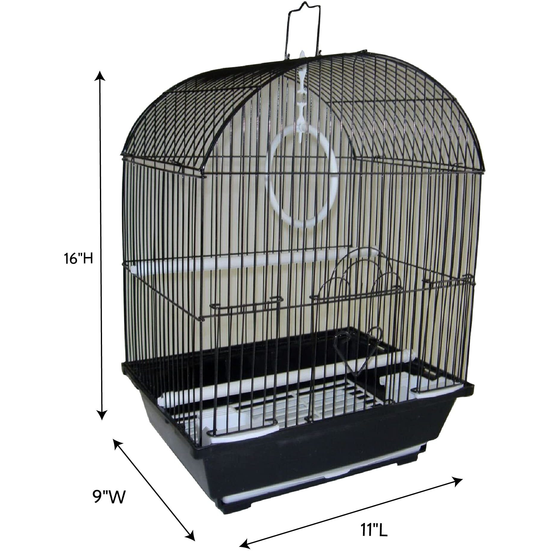 Yml A1104Blk Round Top Style Small Parakeet Cage, 11 X 9 X 16