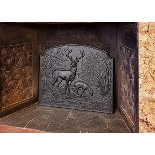 Minuteman International Deer Cast Iron Fireback, Black