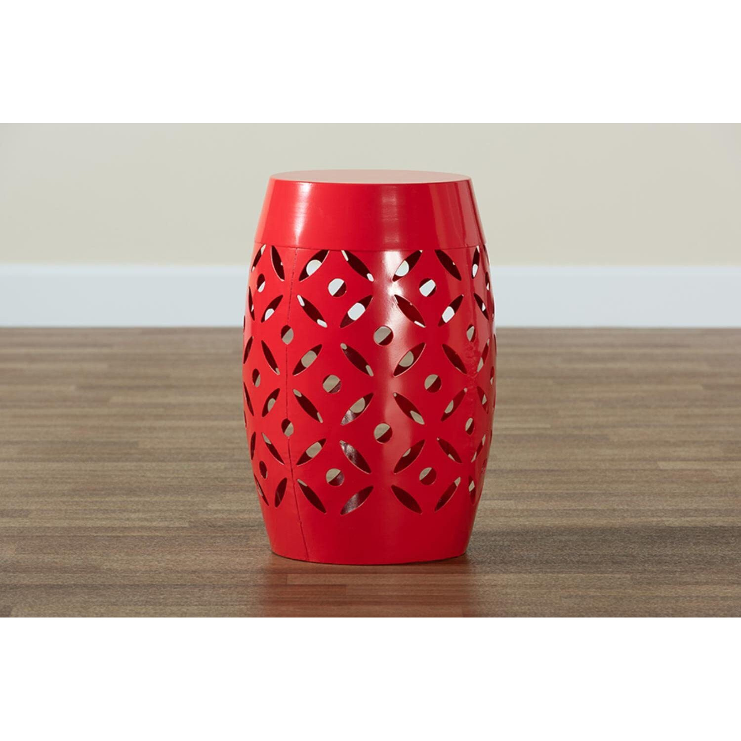 Baxton Studio Hallie Modern And Contemporary Red Finished Metal Outdoor Side Table