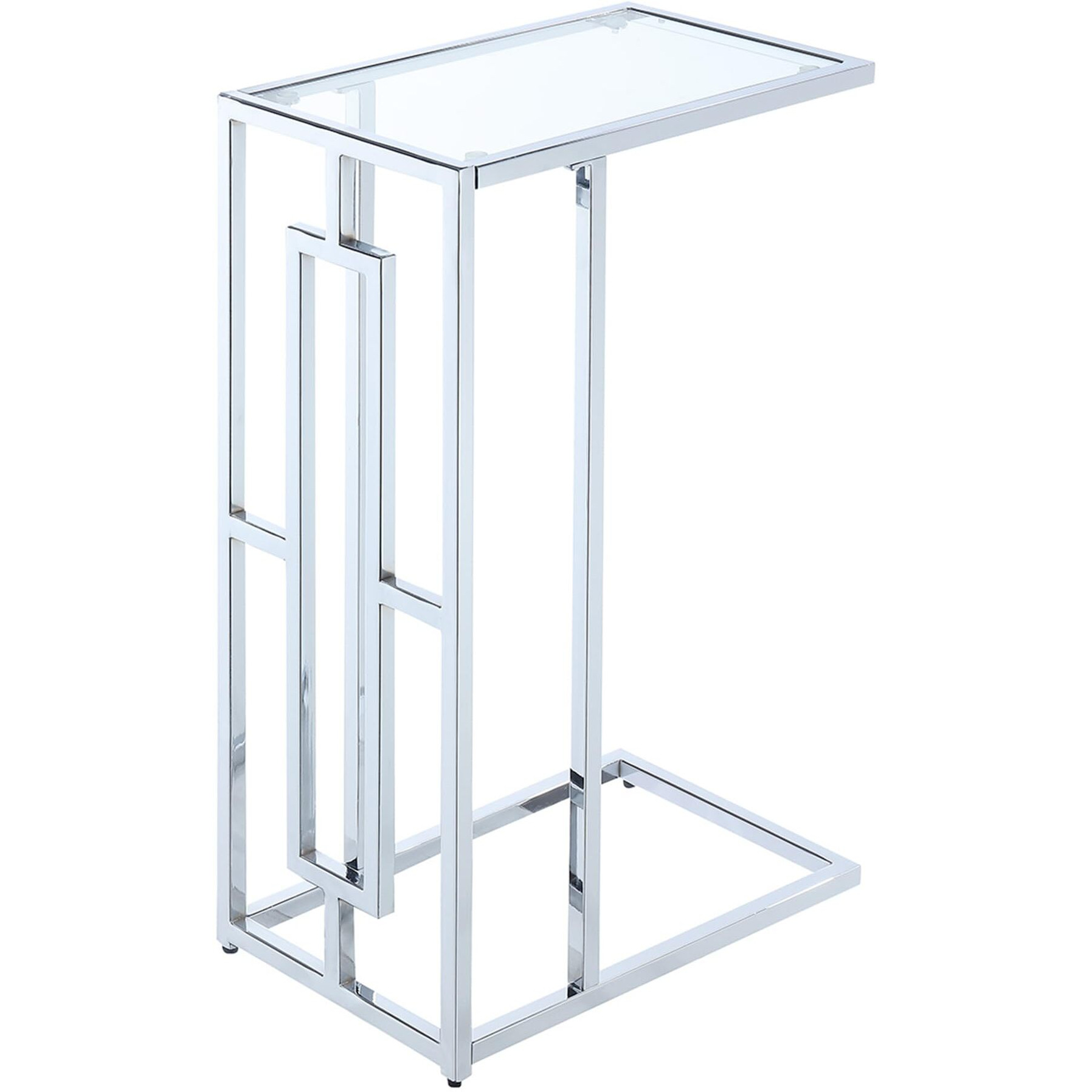 Convenience Concepts Town Square Chrome C Table, Clear Glass / Chrome Frame