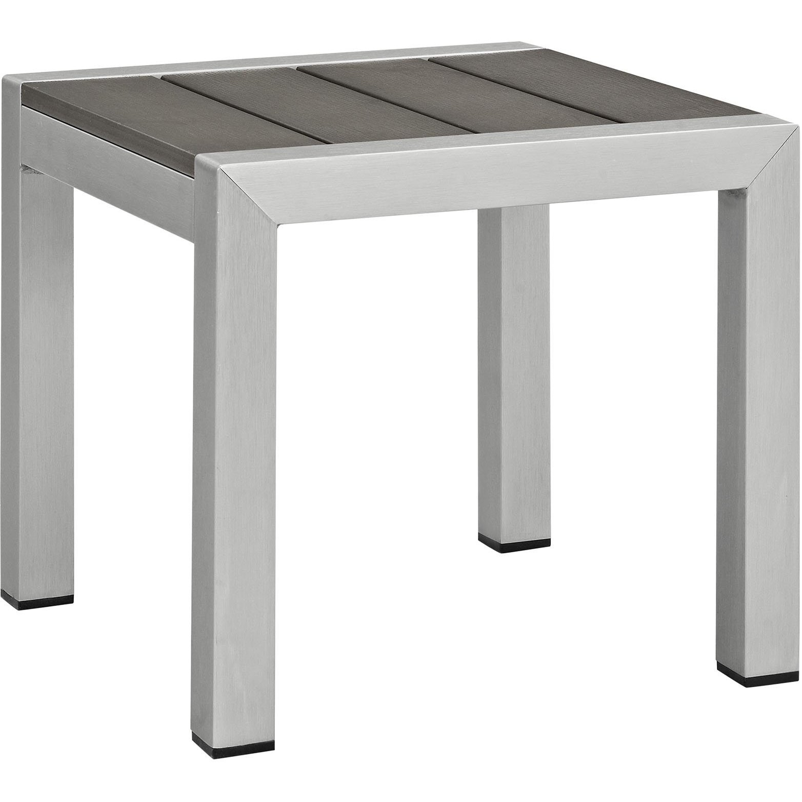 Modway Shore Aluminum Outdoor Patio Side Table In Silver Gray