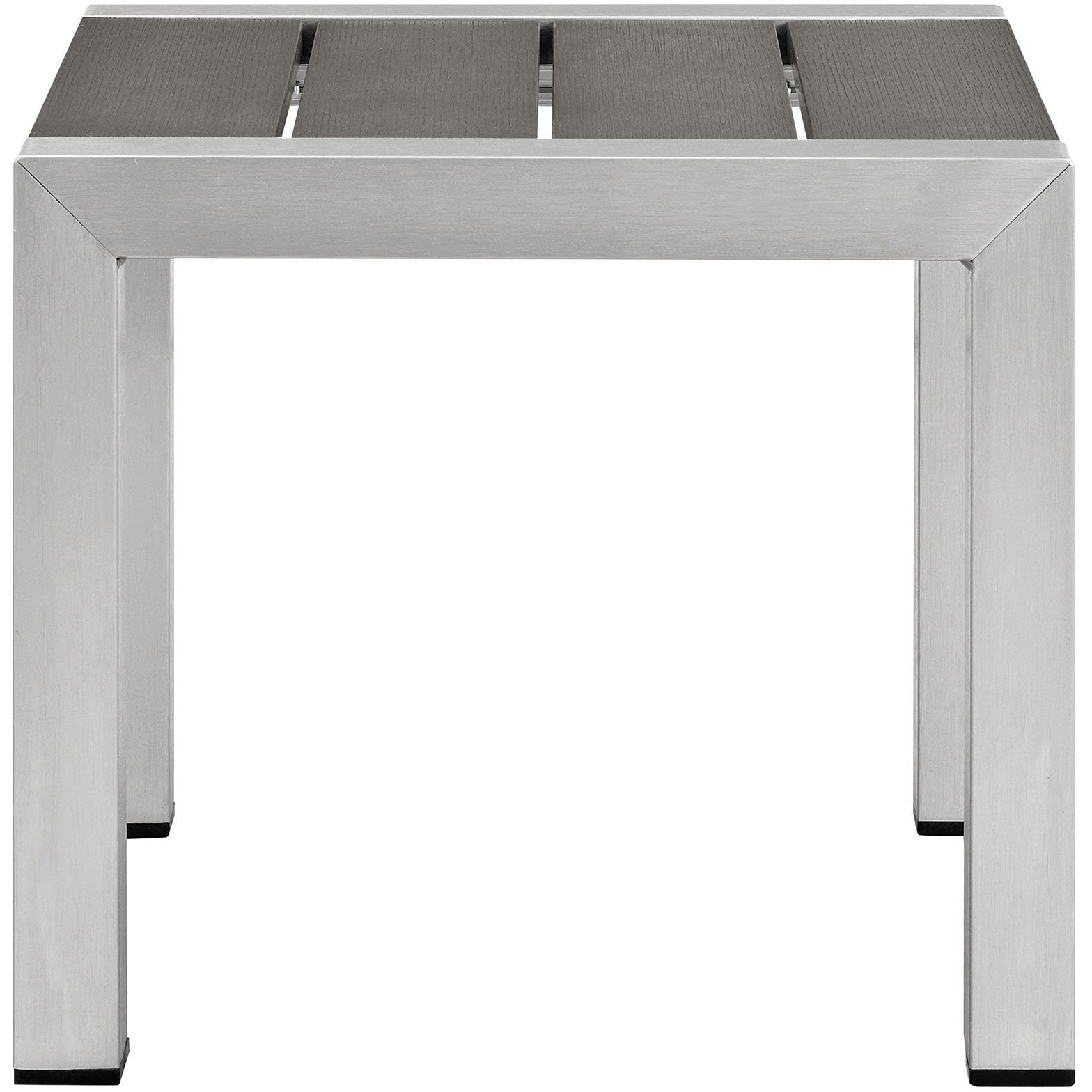 Modway Shore Aluminum Outdoor Patio Side Table In Silver Gray