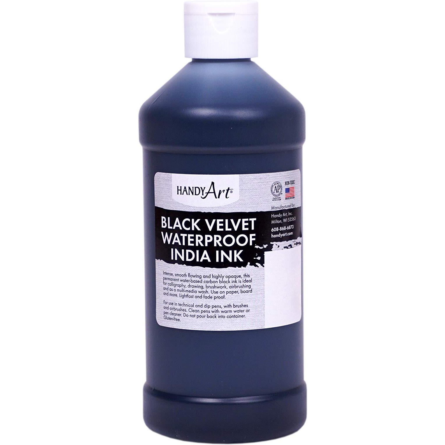Handy Art Black Velvet Waterproof India Ink 16 Ounce