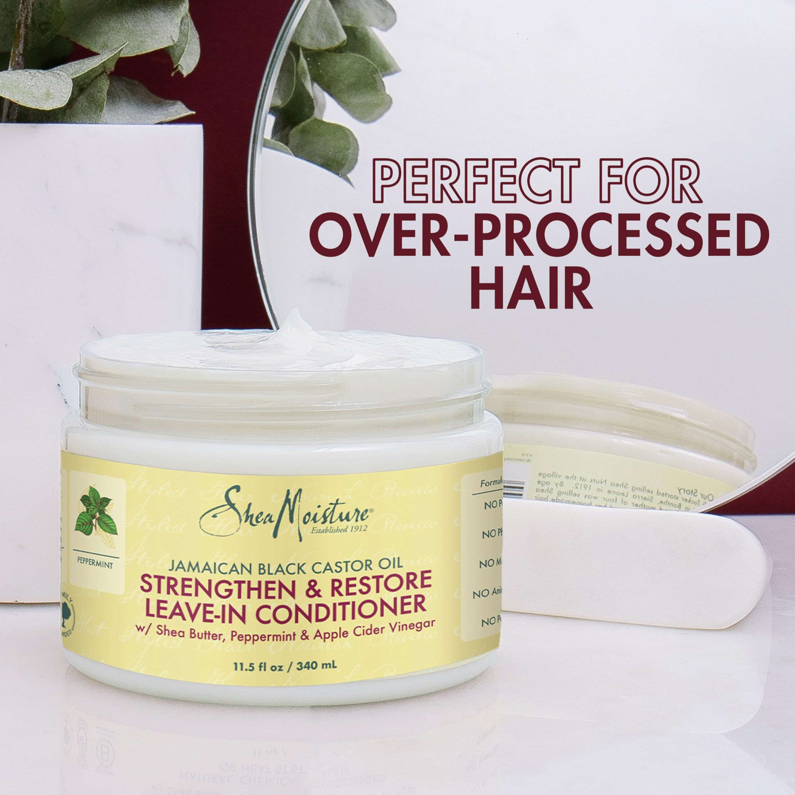 Sheamoisture 100% Pure Jamaican Black Castor Oil Leave In Conditioner For Damaged Hair And To Soften Detangle Hair 11.5Oz