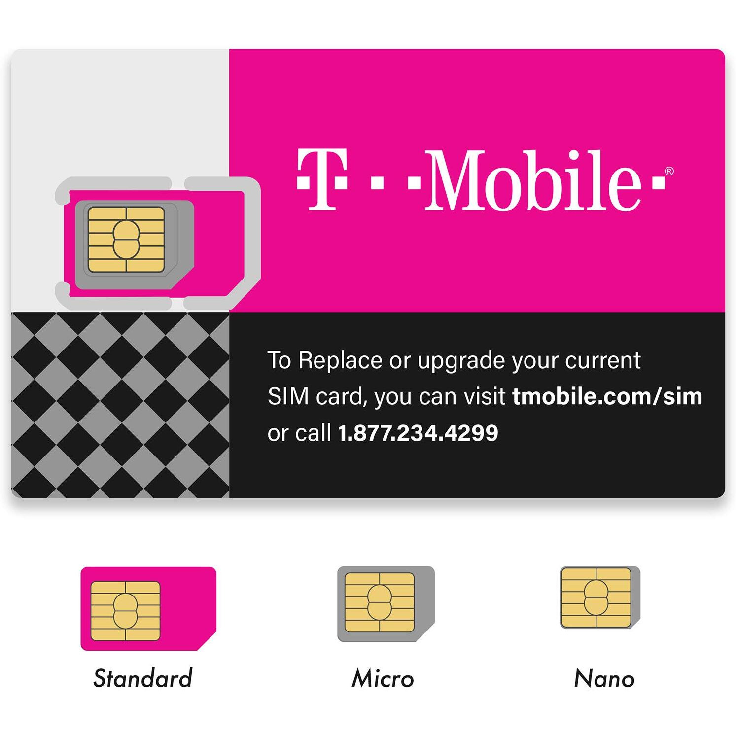 (2 Pack) Authentic Official T-Mobile Sim Card Micro/Nano/Standard Gsm 4G/3G/2G Lte Prepaid/Postpaid Starter Kit Unactivated Talk Text Data & Hotspot