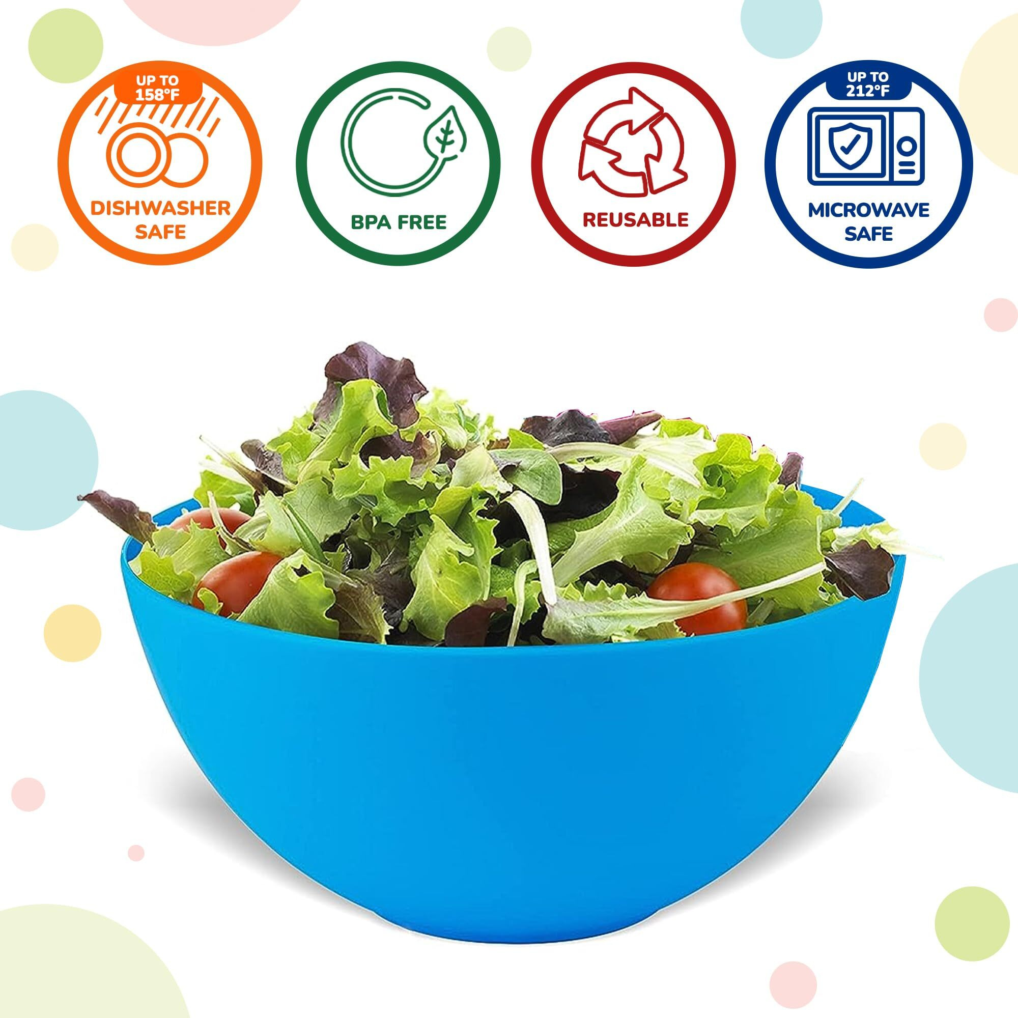 Plaskidy Plastic Bowls Set Of 12 Kids Bowls 24 Oz Microwave Dishwasher Safe Bpa Free Plastic Cereal Bowls For Kids Brightly Colored Children Bowls Great For Cereal, Soup, Snack, Fruit Or Salad