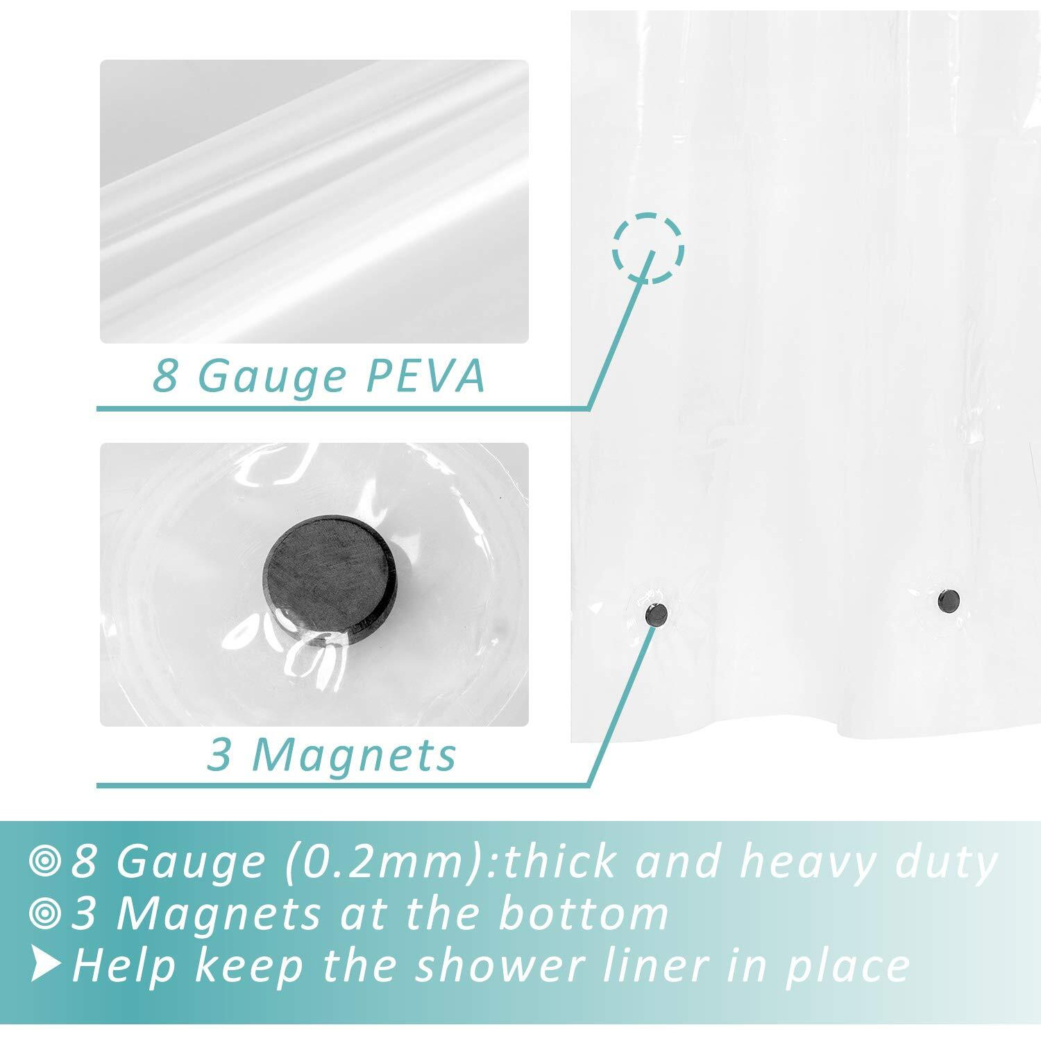 Mrs Awesome 36X78 Small Stall Shower Curtain Liner With 3 Magnets Clear Peva 8G Thick & Heavy Duty, Waterproof, Narrow Stall Size 36 X 78 Inches, Clear