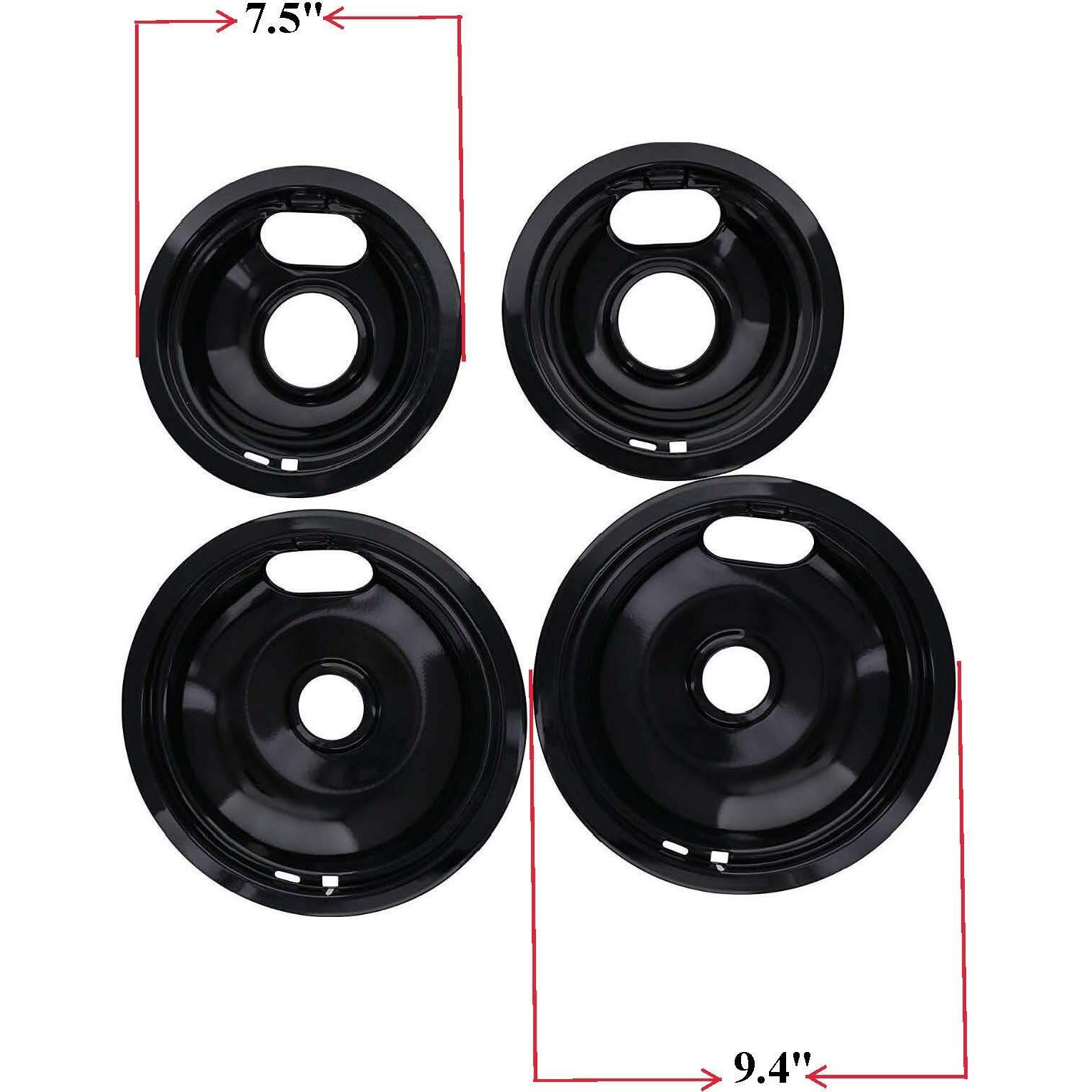 Kitchen Basics 101 Made In The Usa, Porcelain Drip Pan Set Replacement For Whirlpool Amana Maytag W10288051  2 Ea 6    93169204B And 8"" 93169205B, Ap4507828,1874987, 4396070, 4396072, Ah2377787