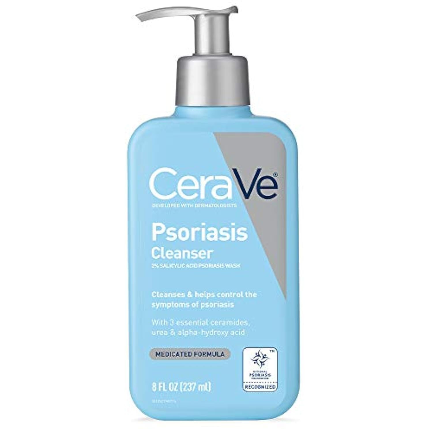 Cerave Cleanser For Psoriasis Treatment, With Salicylic Acid For Dry Skin Itch Relief & Latic Acid For Exfoliation, Fragrance Free & Allergy Tested, 8 Ounce